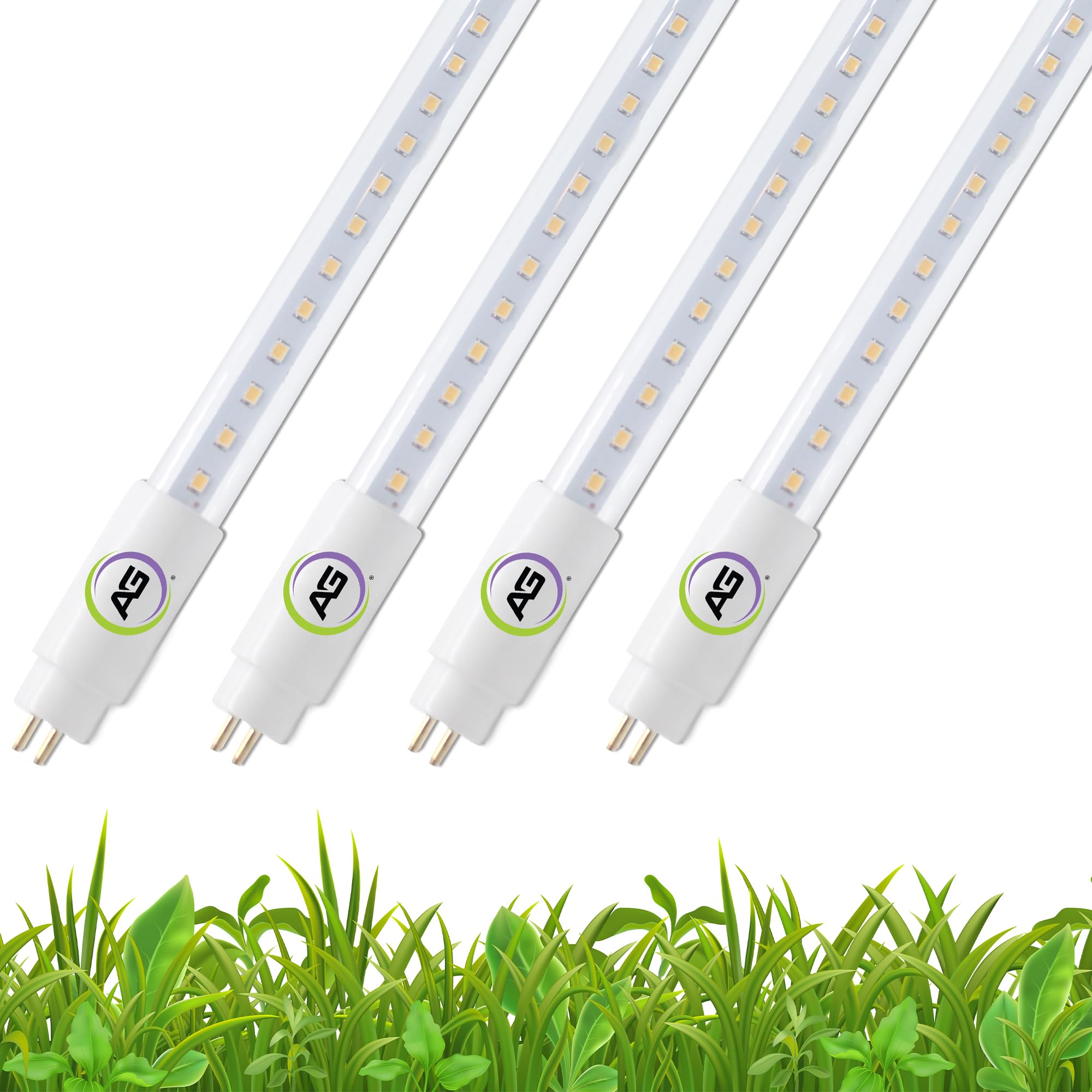 Active Grow T5 High Output 4FT LED Grow Light Bulb - 24W Full Spectrum Sun White Light with CRI 95 for Indoor Plants, Vegetables, Blooming, Leafy Greens & Microgreens - Plug & Play (4-Pack) - Perfect for Hydroponics, Greenhouses & Indoor Gardening