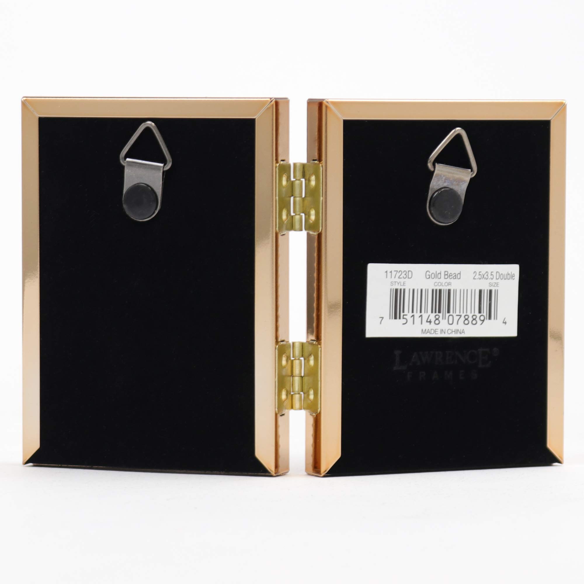 Lawrence Frames Bead Border Design 2.5x3.5 Double Picture Frame in Gold - Perfect for Displaying Photos, Artwork, and Memorabilia in Living Rooms, Bedrooms, or Offices