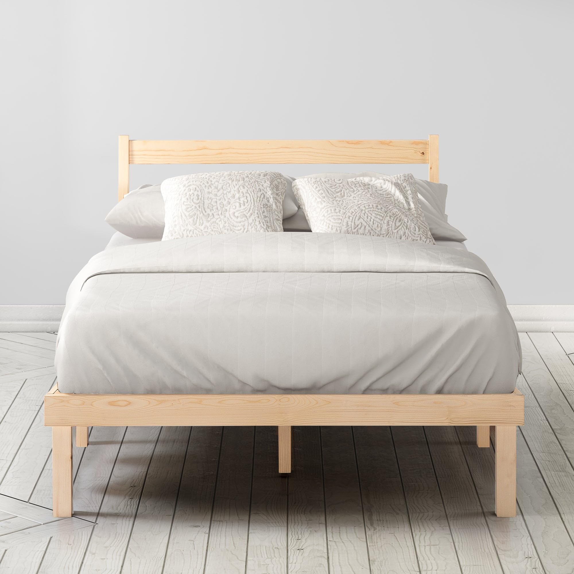ZINUS Robin Wood Platform Bed Frame with Headboard - Full Size Brown Wooden Slat Support - No Box Spring Required - Easy Assembly - Perfect for Bedroom, Guest Room & Dorm