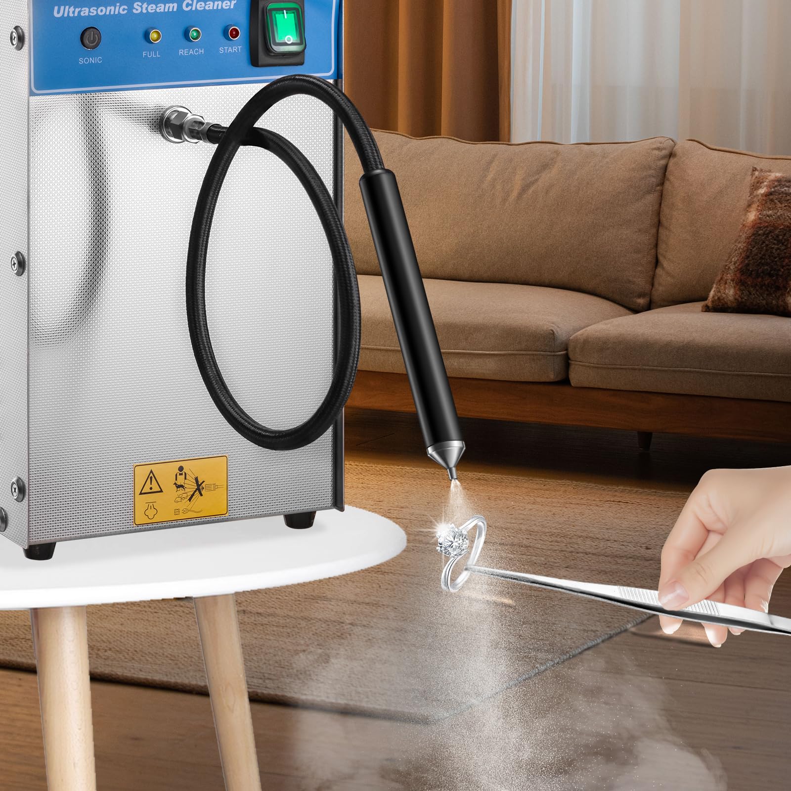 DZQ 2-in-1 Jewelry Steam & Ultrasonic Cleaner - 1200W Steamer & 35W Ultrasonic Cleaner for Gold, Silver Jewelry, Watches, Eyeglasses, Dentures - Professional Cleaning Solution for Home & Jewelry Stores