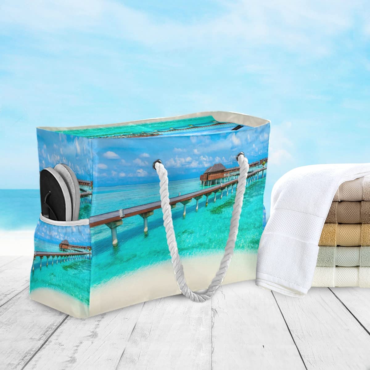 Senya Large Canvas Beach Tote Bag - Water Resistant Shoulder Bag for Women, Gym, Travel & Daily Use | Perfect for Pool, Shopping & Weekend Getaways