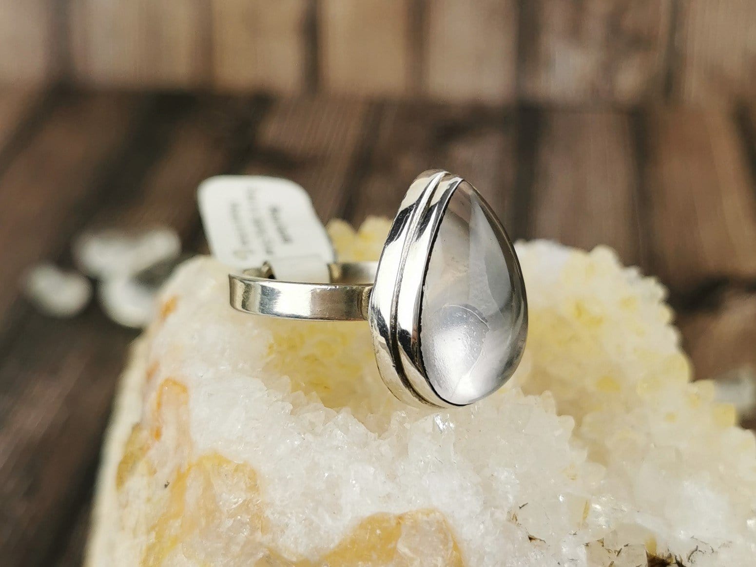 Rose Quartz Teardrop Ring for Women - Size 6.5 - Elegant Healing Crystal Jewelry for Meditation, Yoga & Spiritual Healing