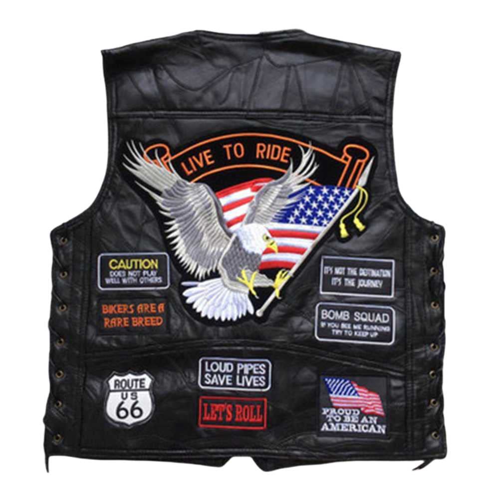 Men's Motorcycle Vest - Sleeveless Leather Jacket with Embroidered Sheepskin Stitching | Four Seasons Wear for Bikers & Outdoor Enthusiasts | Perfect for Riding, Casual Wear & Motorcycle Events