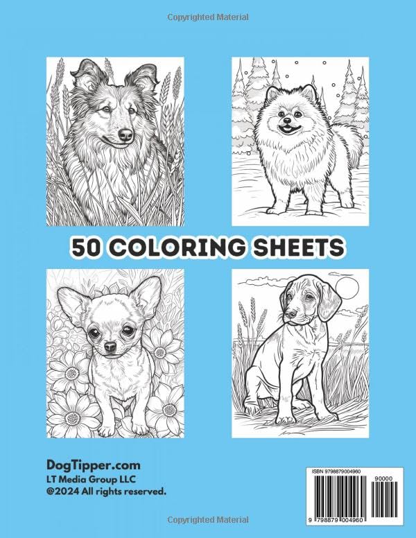 Relaxing Dog Coloring Book for Adults - 50 Stress Relieving Dog Coloring Pages with Cute Puppy Designs | Perfect for Women, Teens & Animal Lovers | Art Therapy, Mindfulness & Creative Relaxation