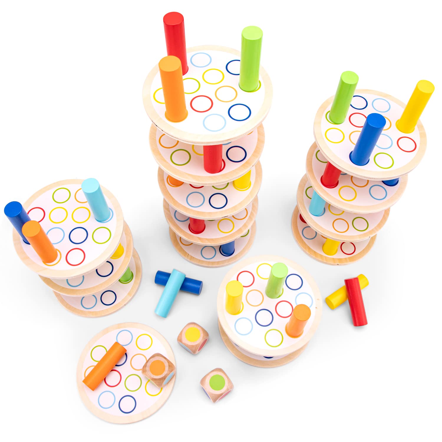Classic Wooden Stacking Tower Balancing Game - 10809 - Fun Family Board Game for Kids & Adults - Perfect for Parties, Gifts & Indoor Activities