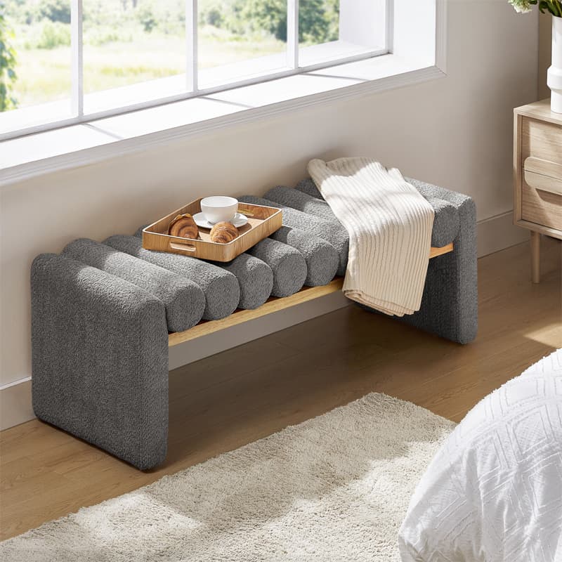 Modern Functional Bench with Solid Wood Seat Frame - Stylish Entryway, Living Room, or Bedroom Seating - Durable & Comfortable for Home Decor