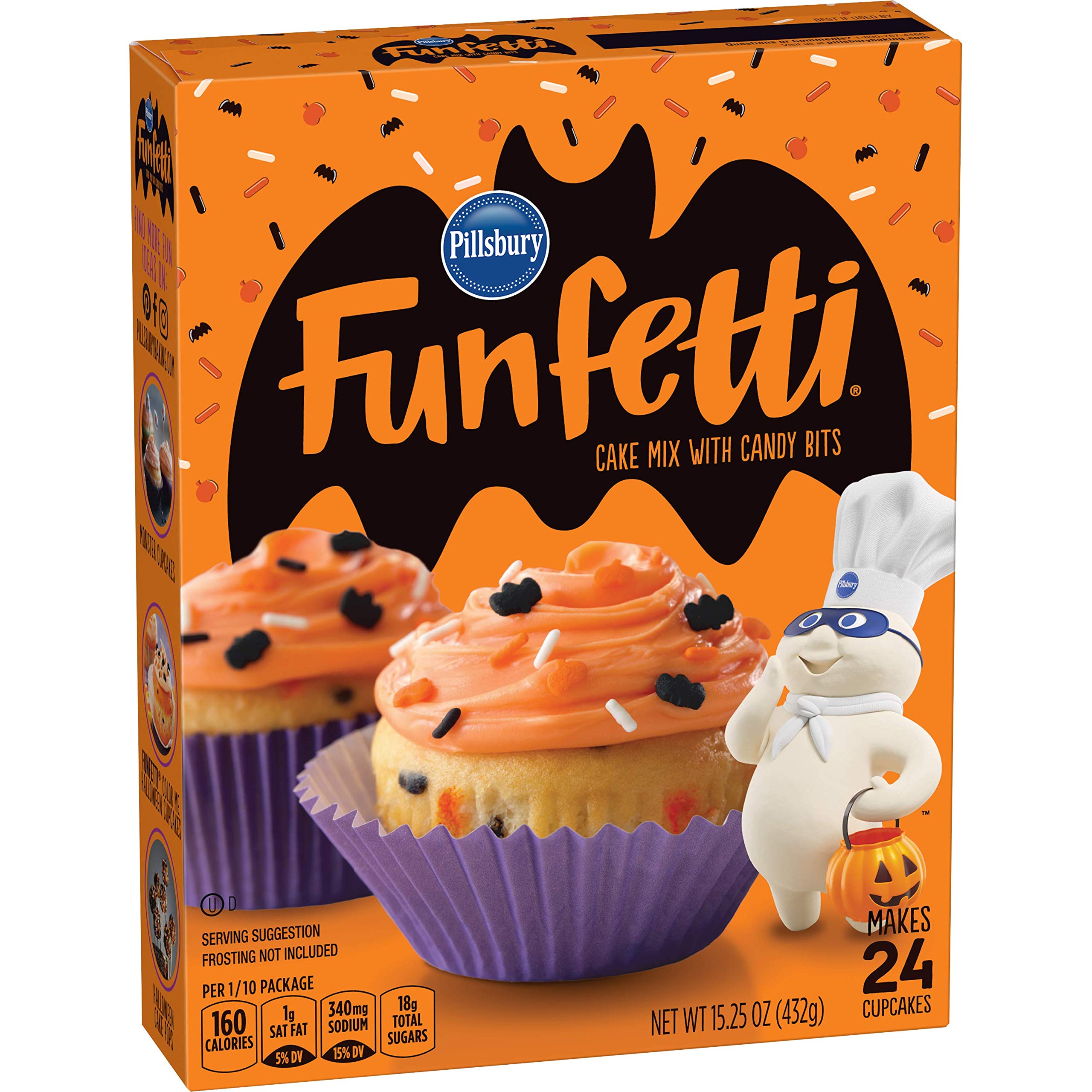 Pillsbury Funfetti Halloween Cake Mix with Candy Bits - 15.25 oz Box | Easy Baking Mix for Spooky Treats, Birthday Parties & Holiday Desserts