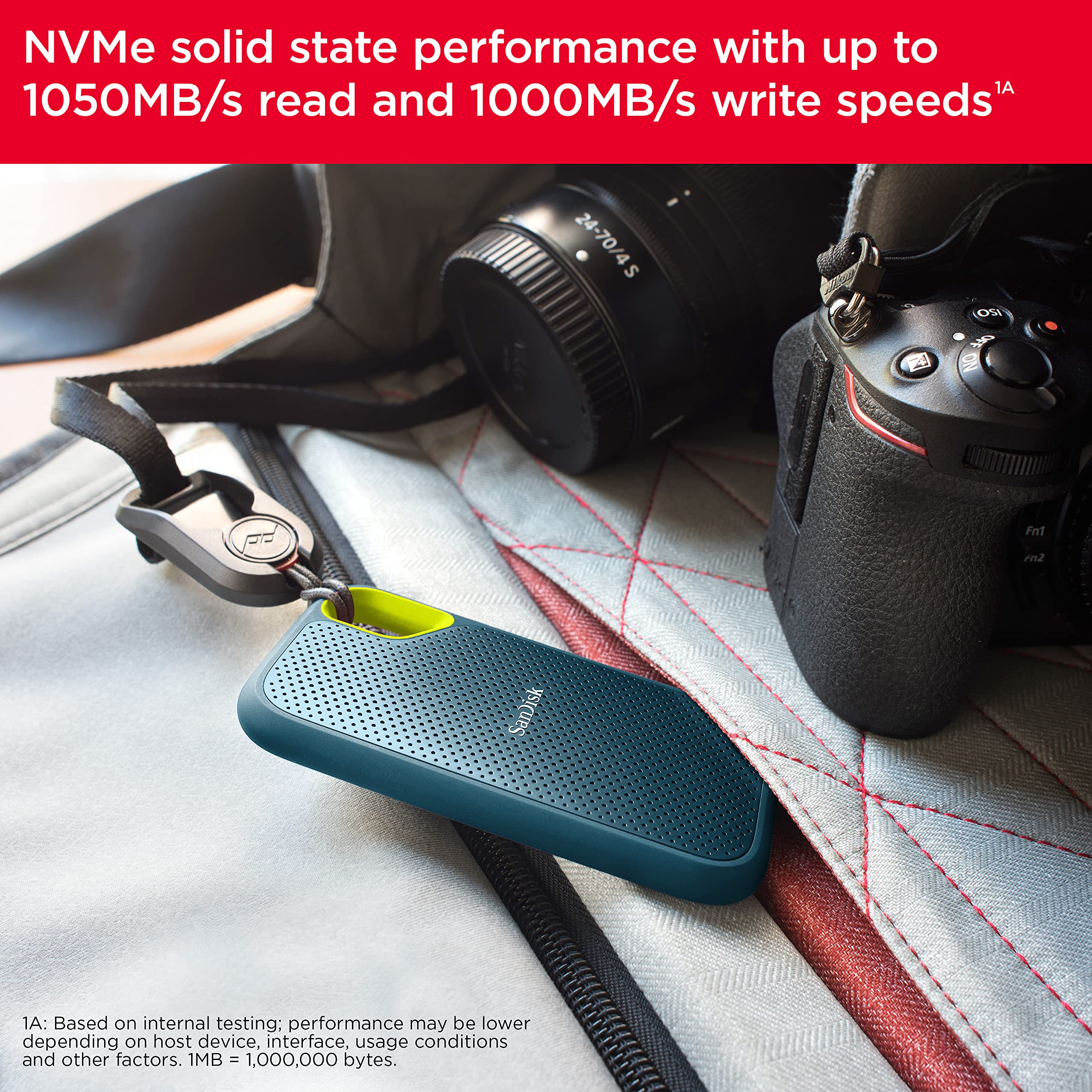 SanDisk 4TB Extreme Portable SSD - High-Speed External Solid State Drive with 1050MB/s, USB-C & USB 3.2 Gen 2, IP65 Water & Dust Resistant - Perfect for Travel, Photography & Gaming Storage