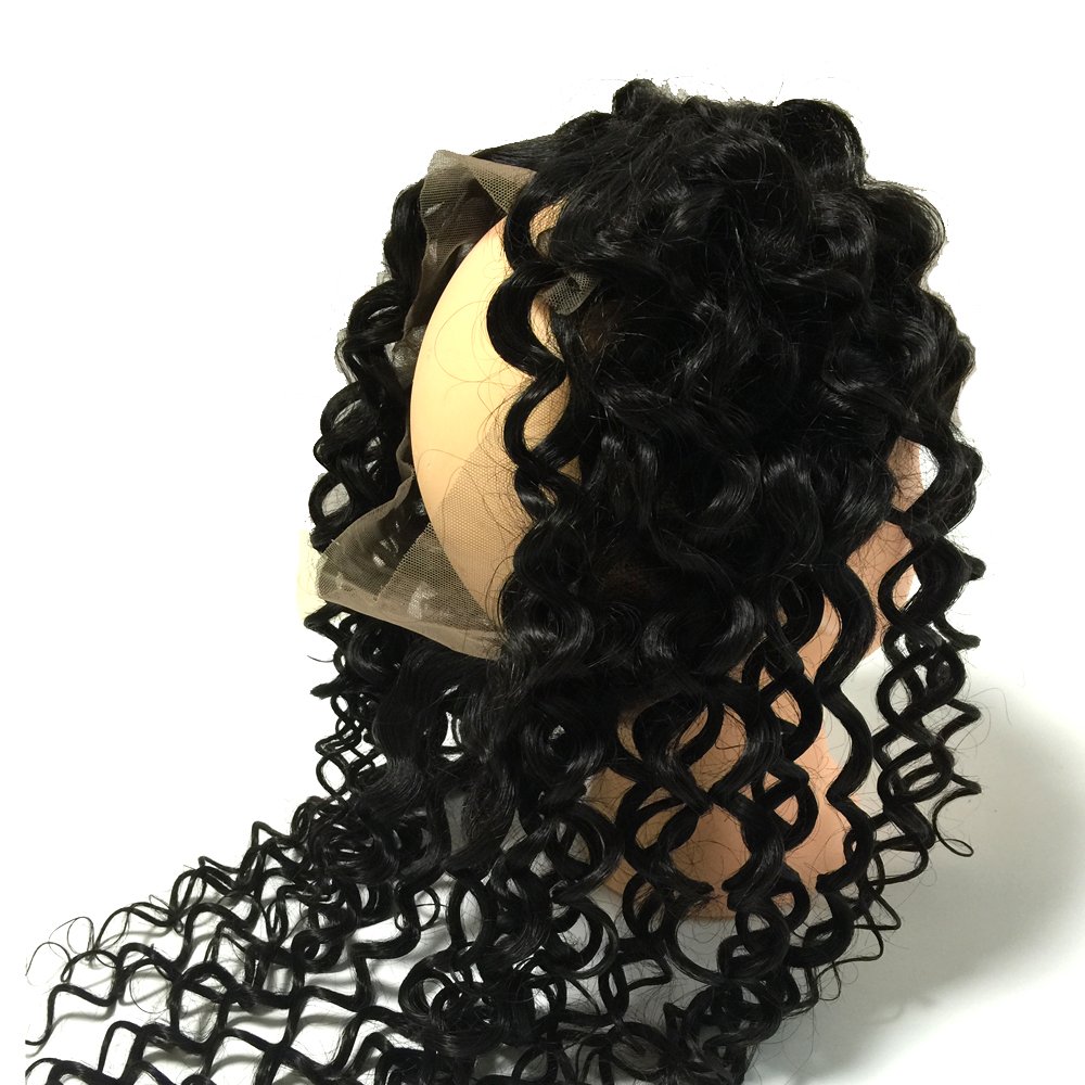 Brazilian Deep Wave Curly Hair Bundles with 360 Lace Frontal - 3 Bundles (18