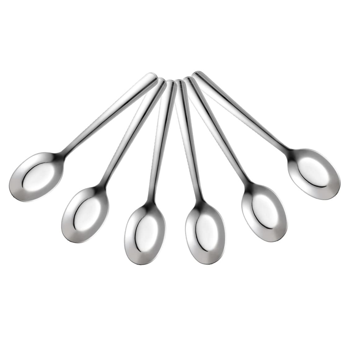 Bulckrew 6-Piece 6-Inch Stainless Steel Oval Soup Spoons Set - Elegant Dessert & Dinner Spoons in Silver - Perfect for Fine Dining, Restaurants, and Home Entertaining