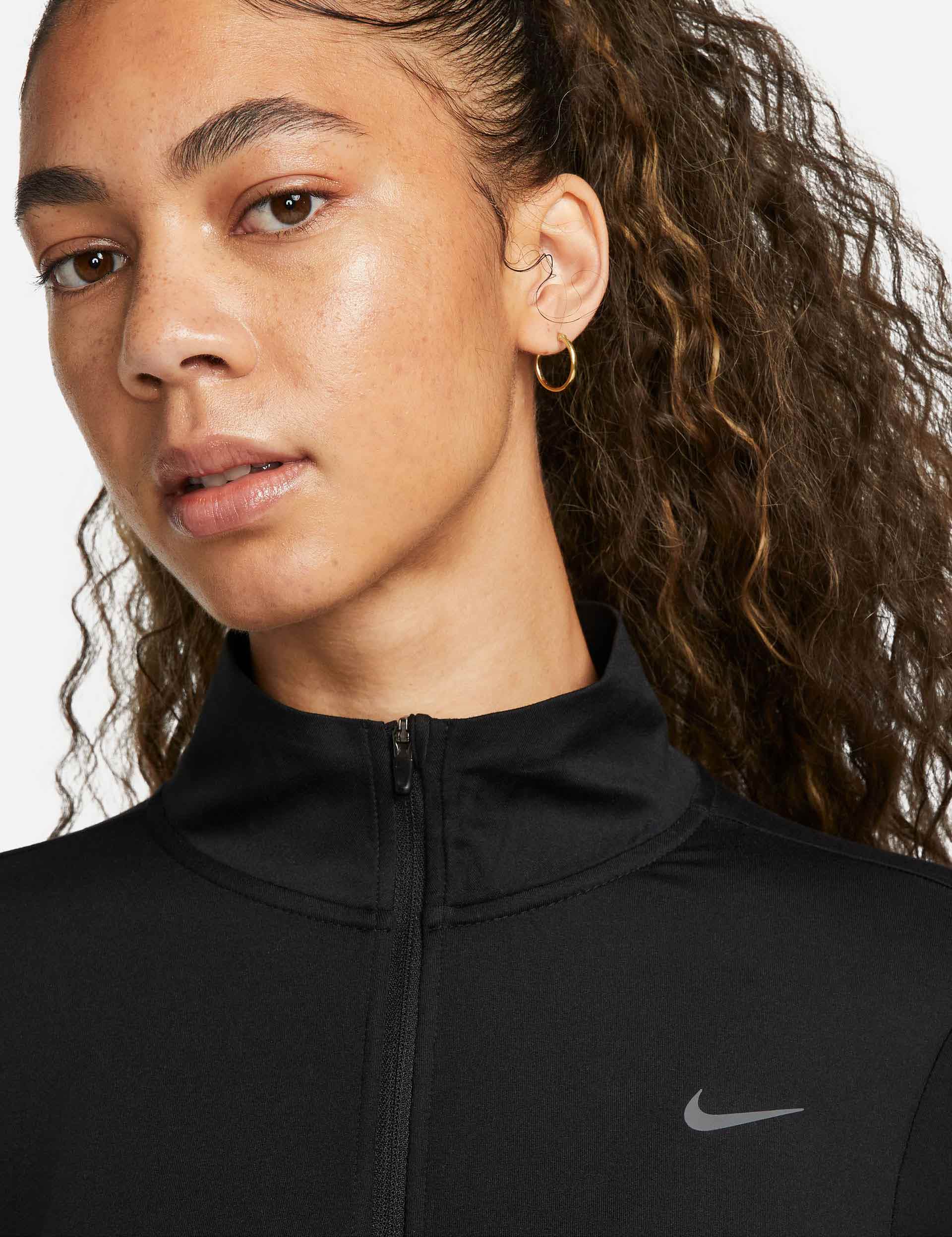 Nike Dri-FIT Swift Element UV 1/4 Zip Running Top - Breathable Moisture-Wicking Performance Shirt for Men & Women | Black/Reflective Silver | Ideal for Jogging, Gym Workouts & Outdoor Activities