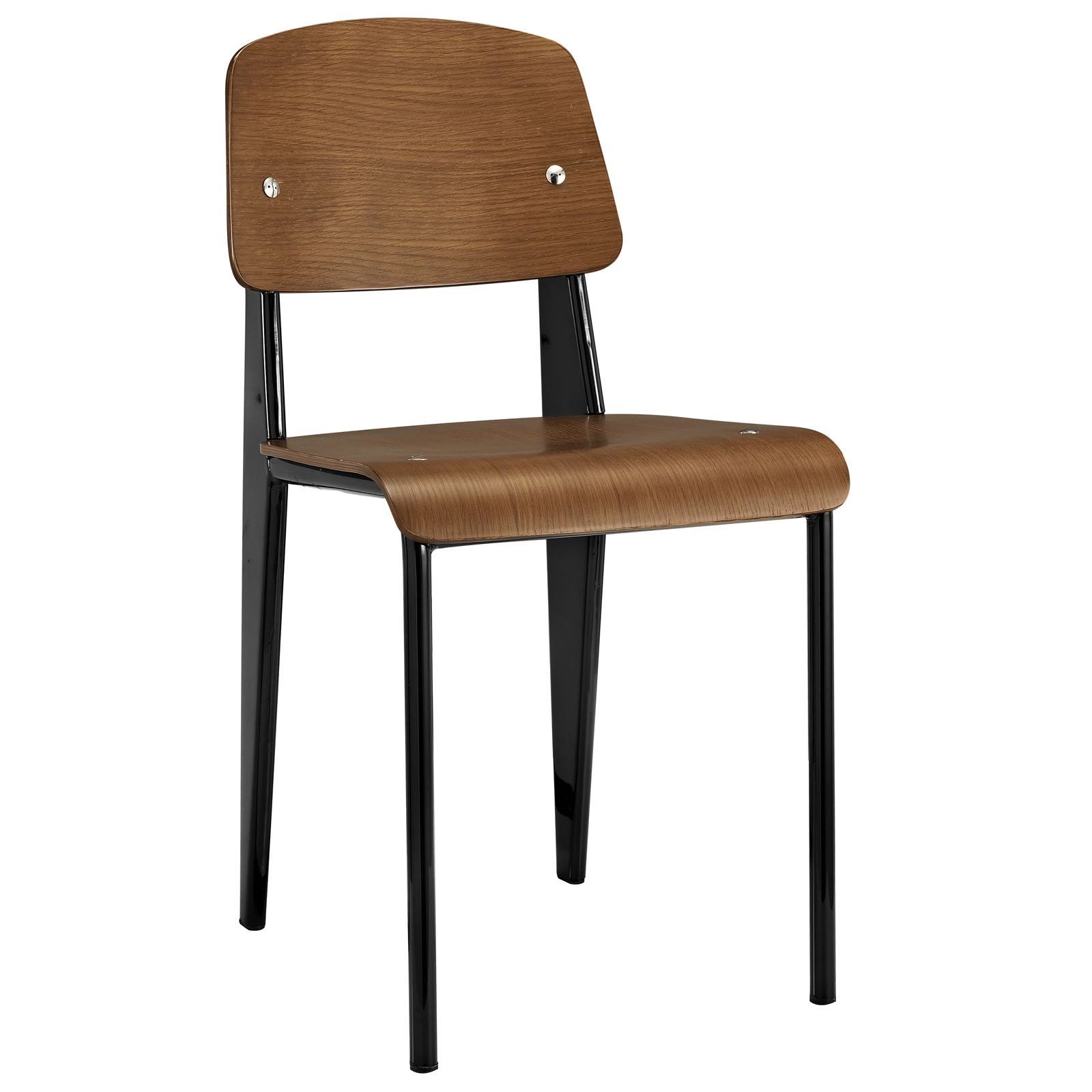 Modway Cabin Modern Wood & Metal Dining Chair - Walnut Black Finish - Perfect for Kitchen, Dining Room & Home Office