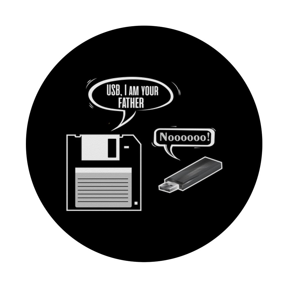Funny Father Floppy Disk Son USB Flash Drive 32GB - Retro Computer Geek Gift for Dad - PopSockets Standard PopGrip Swappable Phone Grip - Perfect for Tech Lovers, Office Workers & Nostalgic Gifts