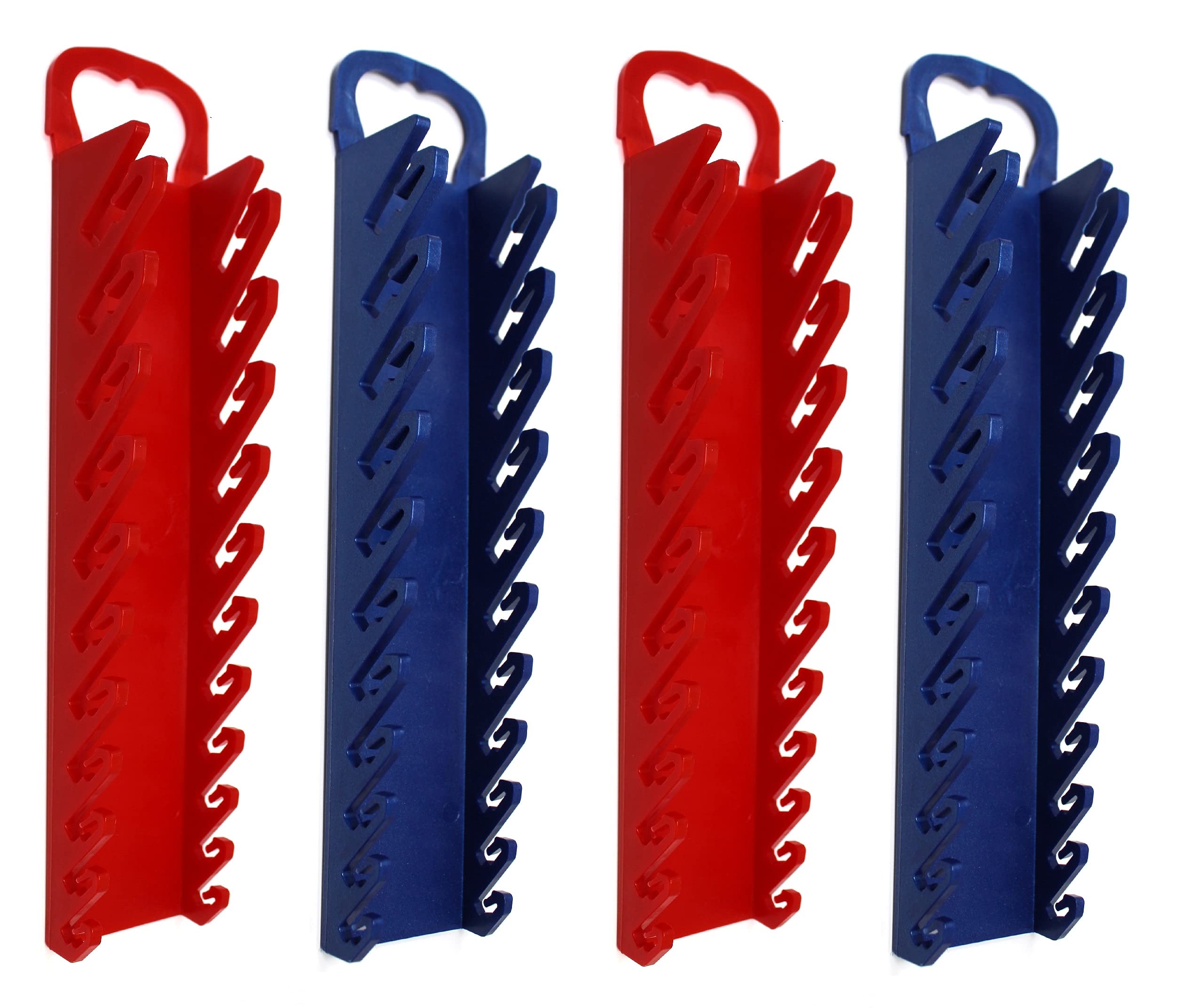 JSP Manufacturing 11-Tool Gripper Wrench Organizer Tool Tray Kit - 4 Piece Set (Red & Blue) for Stubby & Line Wrenches - Perfect for Mechanics, DIY & Garage Organization