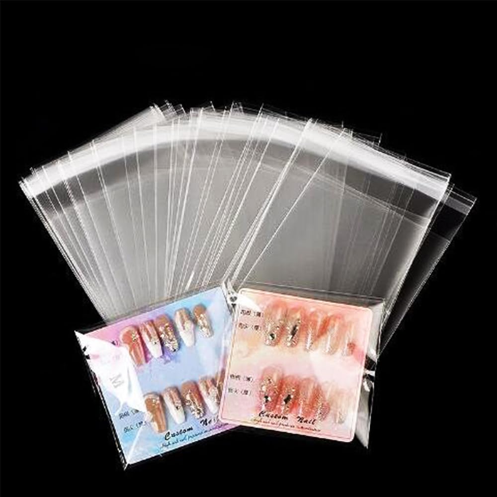 5x7 Inch Clear Cellophane Bags - 150 Pack Self-Adhesive Plastic Sleeves for Photos, Cookies, Greeting Cards & Treats | Perfect for Party Favors, Gift Wrapping & Craft Projects