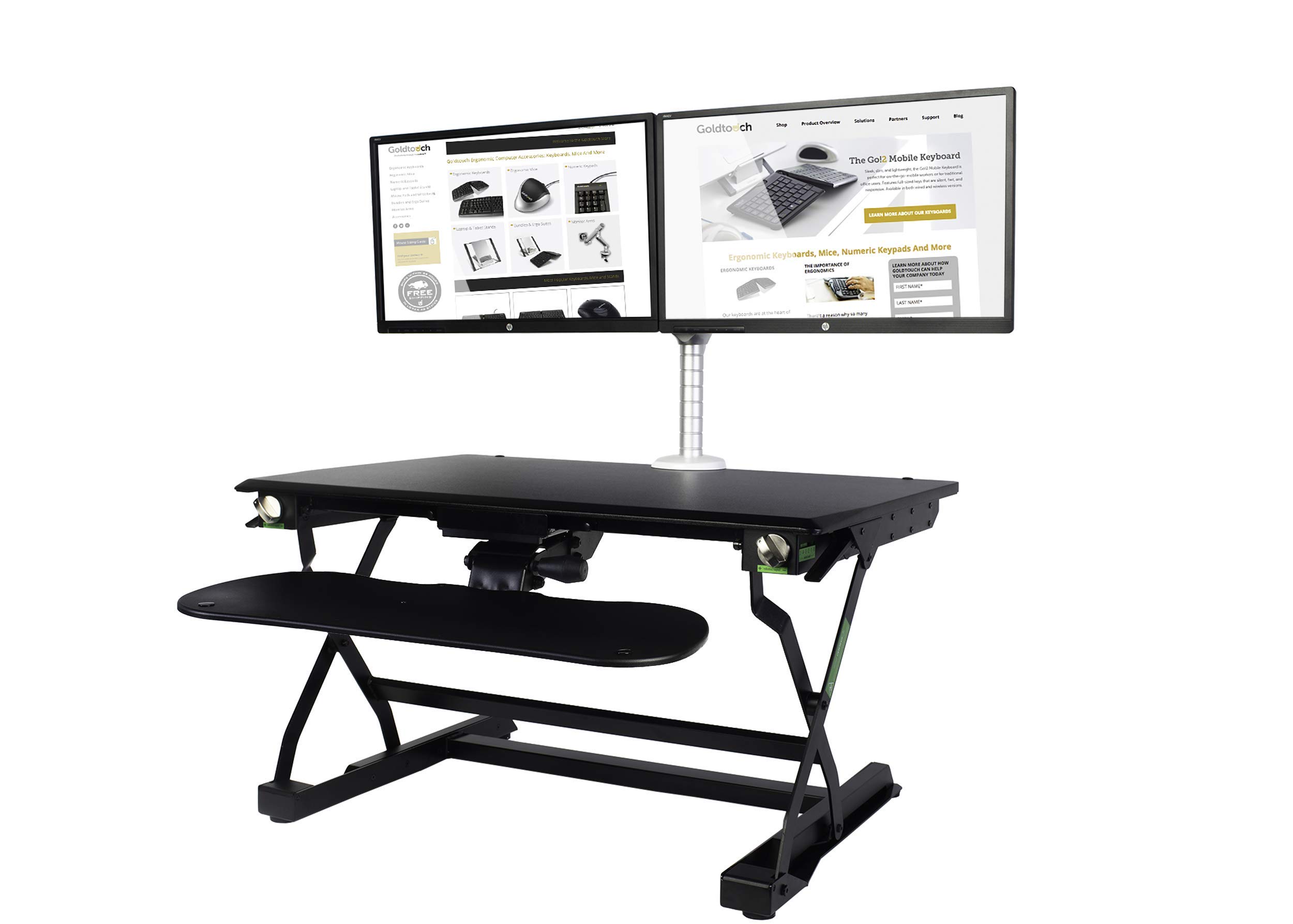 Goldtouch EasyLift Pro Adjustable Height Sit Stand Desk with Ergonomic Keyboard Tray - Perfect for Home Office, Gaming Setup & Workspace Ergonomics