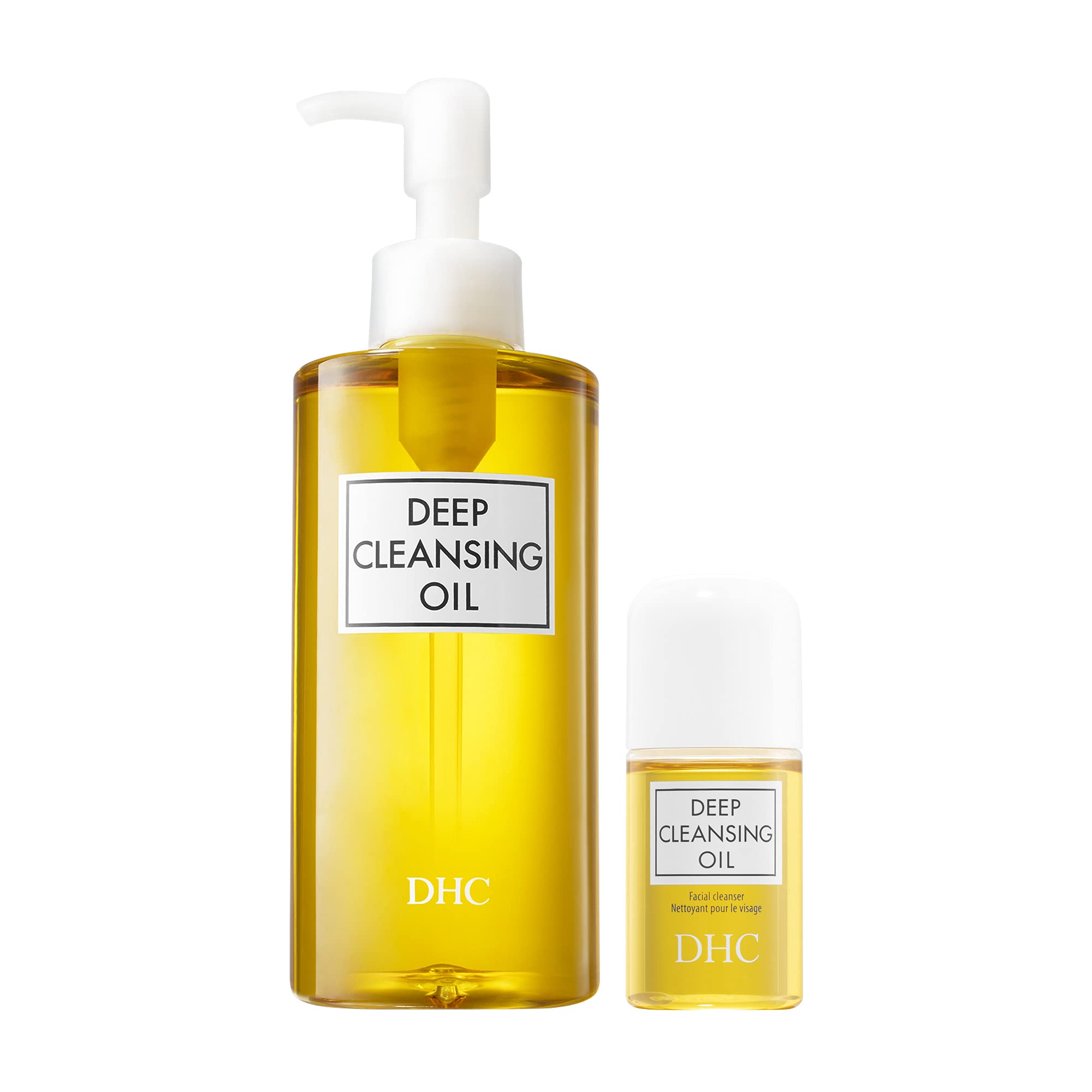 DHC Deep Cleansing Oil - 6.7 fl oz & 1 fl oz Travel Size - Japanese Facial Cleanser for Makeup Removal & Blackheads - Perfect for Daily Skincare & On-the-Go Beauty Routine