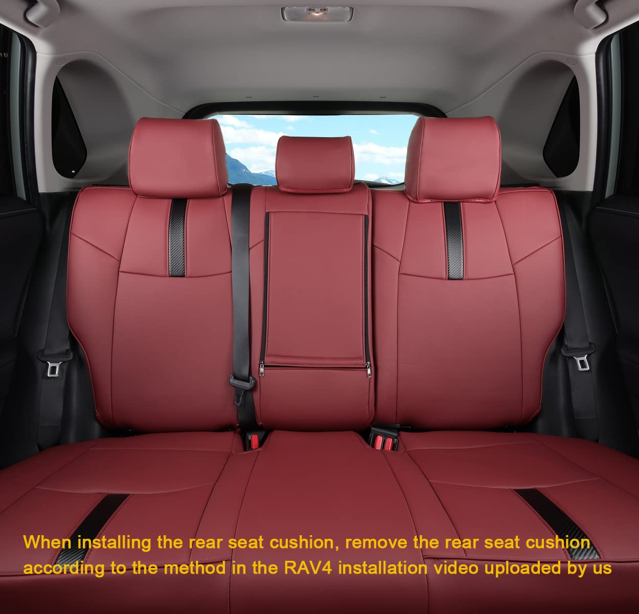 Premium Custom Fit Toyota RAV4 Seat Covers Full Set - Waterproof Faux Leather (Wine Red) for 2019-2025 RAV4 LE/XLE/Limited/Hybrid Models - Perfect for Road Trips, Daily Commutes & Pet Protection