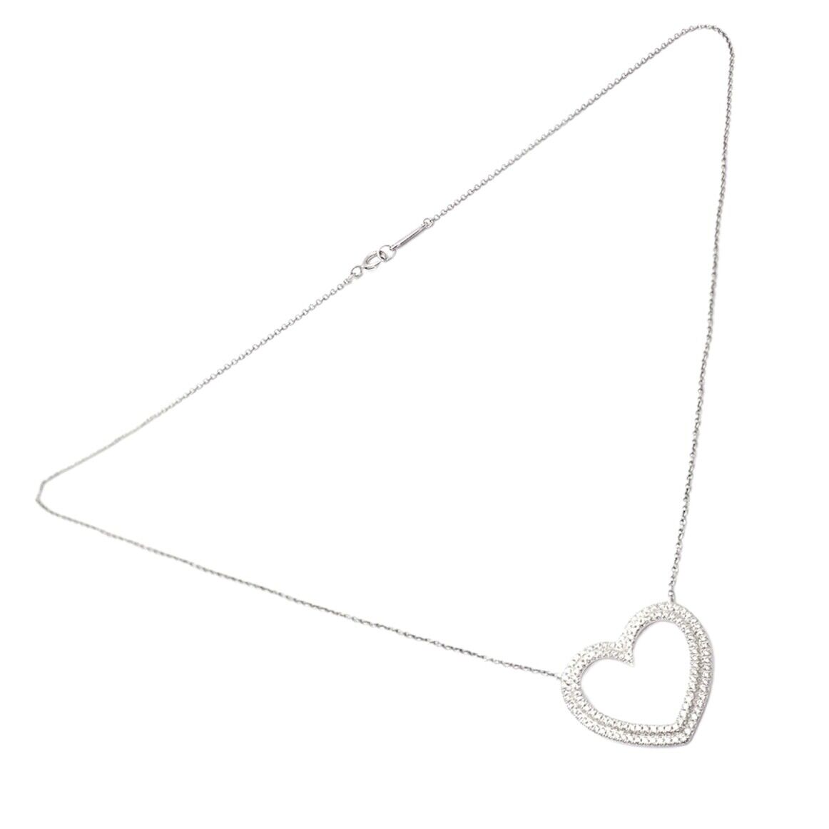 Tiffany & Co Platinum Diamond Heart Double Metro Medium Pendant Necklace for Women - Elegant Jewelry Gift for Anniversary, Valentine's Day & Special Occasions