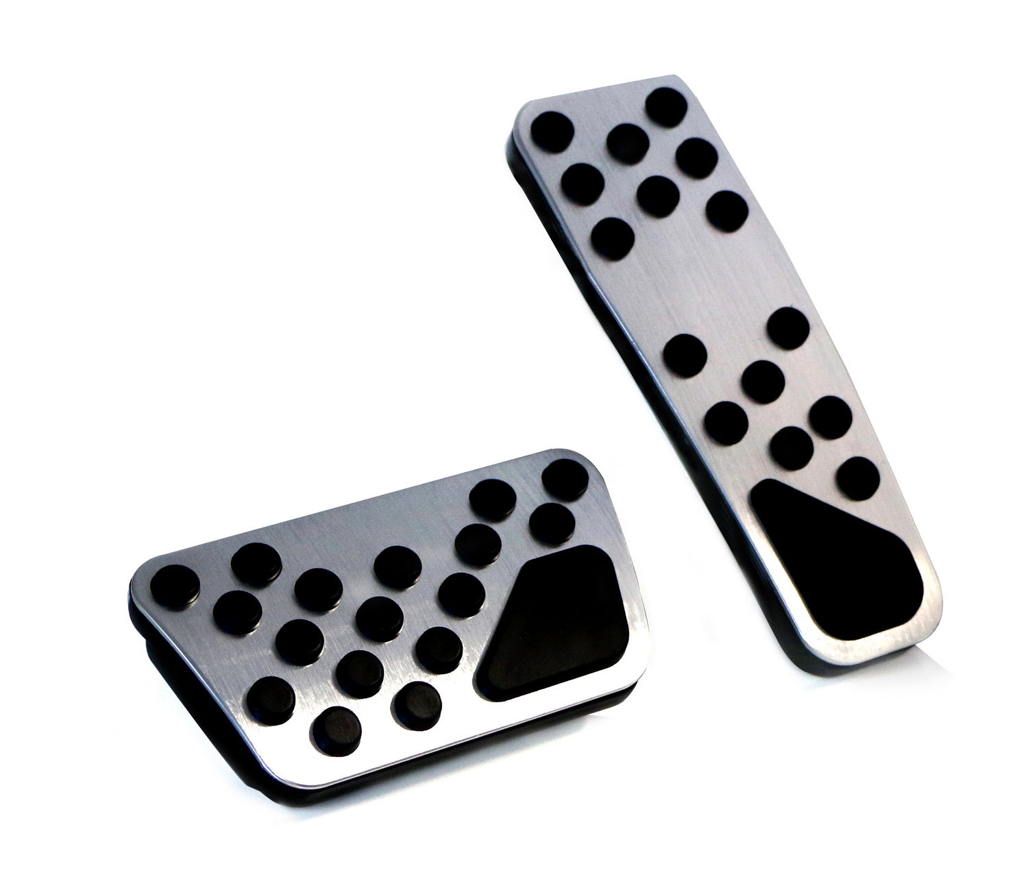 2-Piece Silver Track Design Foot Pedal Covers for 2008+ Dodge Challenger & 2009+ Dodge Charger - Non-Slip Racing Pedals for Enhanced Driving Performance