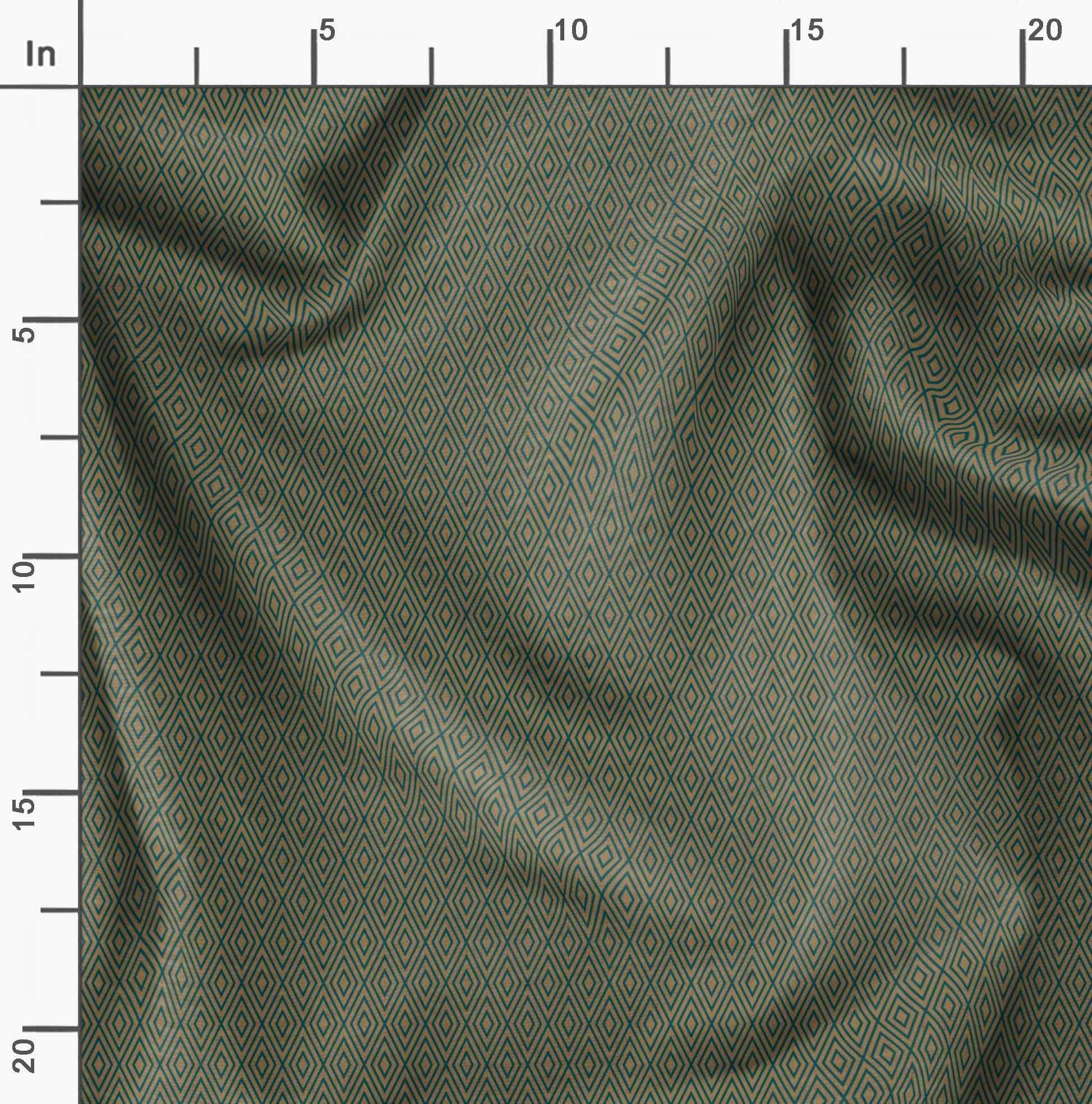 Soimoi Moss Georgette Brown Fabric by The Yard - 42 Inch Wide Diamond Geometric Print Fabric for Dresses, Curtains & Home Decor - Elegant Classic Printed Fabric for Sewing, DIY & Craft Projects