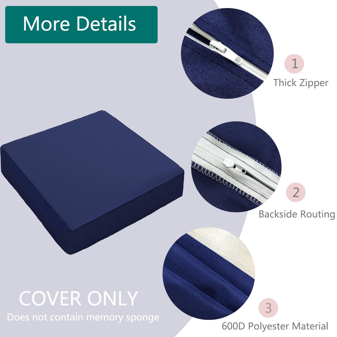 Sqodok 25x25 Inch Waterproof Outdoor Cushion Covers - 4 Pack Replacement Patio Furniture Cushion Covers for Sectional Sofa, Wicker Chair - Durable & Weather-Resistant - Perfect for Backyard, Deck, Poolside & Garden (Blue)