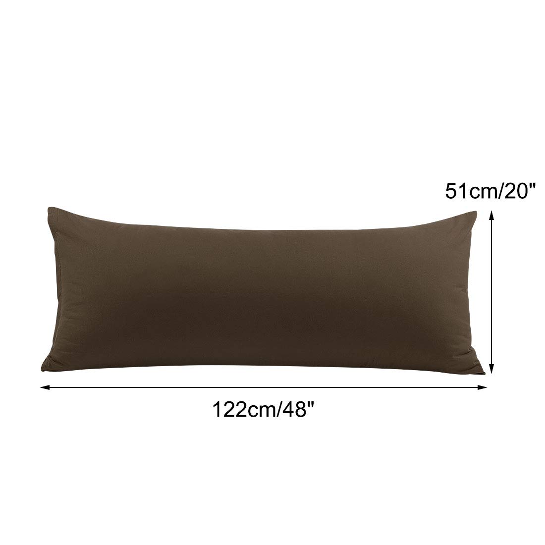 PiccoCasa 20x48 Inch Body Pillow Cover with Zipper Closure - Soft Brushed Microfiber Pillowcase (110 GSM) in Brown - Perfect for Sleeping, Maternity Support & Anime Fans