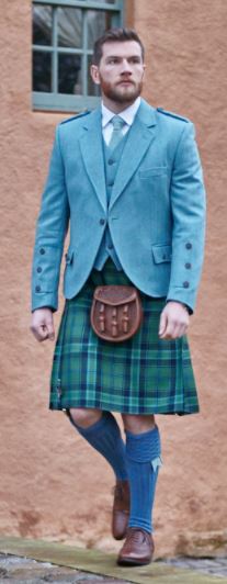 Lovat Blue Crail Jacket & Waistcoat - Clunie Range | Classic Scottish Tweed Outerwear for Men | Perfect for Weddings, Outdoor Events & Formal Occasions