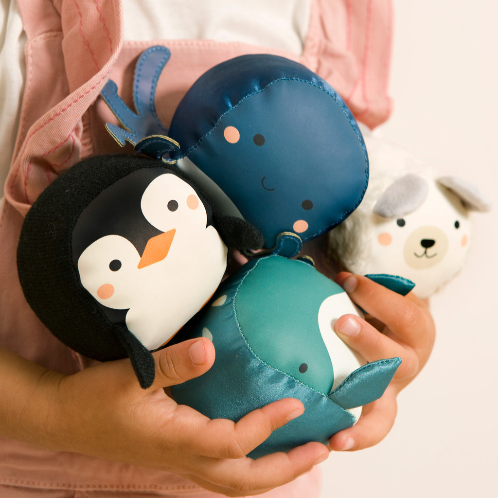 Little Big Friends Set of 4 Roly Poly Ocean-Themed Sensory Balls for Babies & Toddlers - Perfect for Early Learning, Sensory Play and Nursery Decor