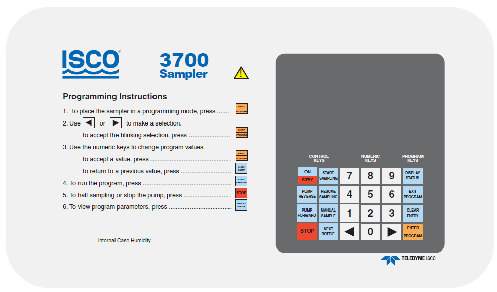 3700 / 3700C Sampler Control Panel Label - Replacement Part for Water Quality Monitoring Equipment | Perfect for Lab Testing, Environmental Sampling & Industrial Applications