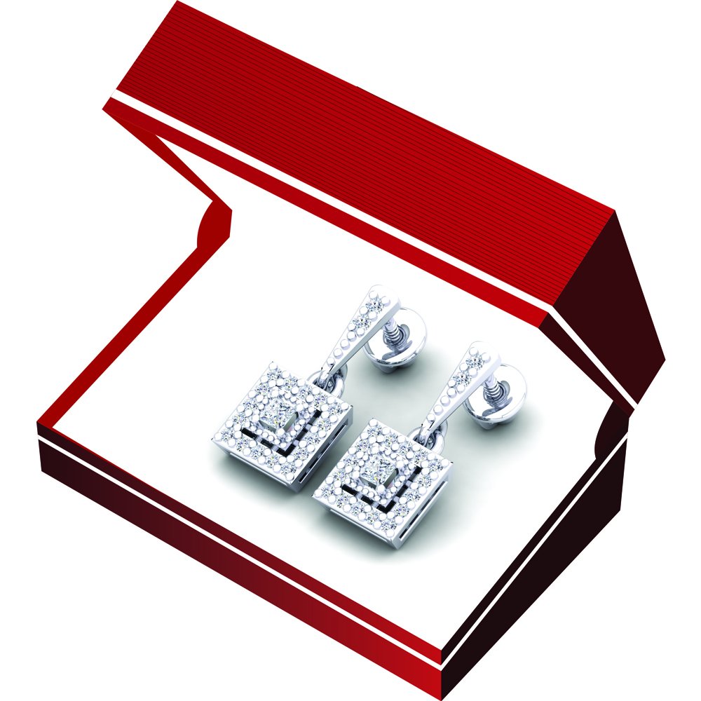Dazzlingrock 14K White Gold Princess & Round Cut Diamond Dangle Earrings for Women - 0.45 Cttw, Solid Gold Elegant Jewelry for Weddings, Parties & Special Occasions