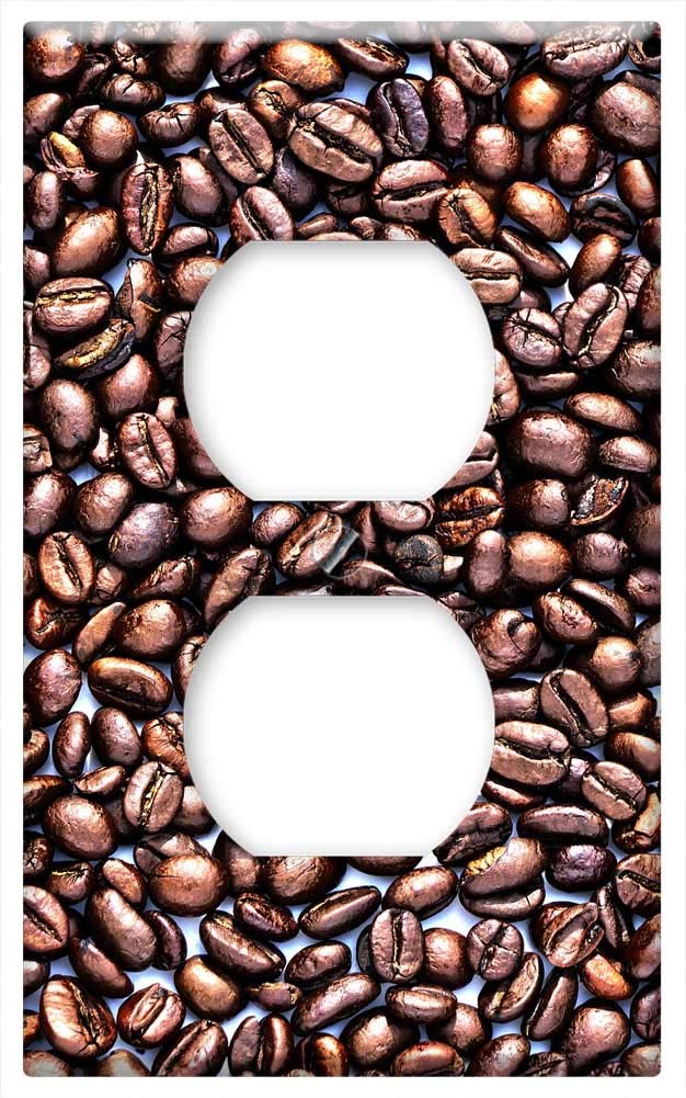 Decorative Switch Plate Outlet Cover with Coffee Beans Pattern - Stylish Wall Plate for Kitchen, Cafe, or Coffee Shop Decor - Durable & Easy to Install