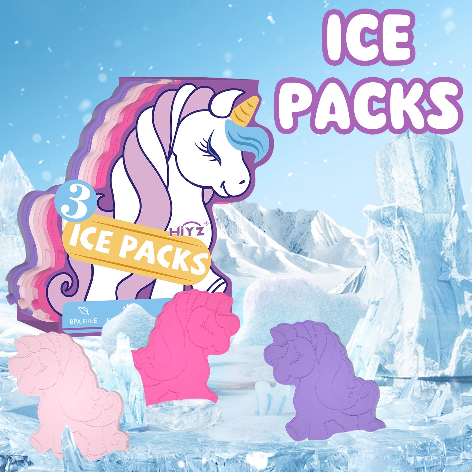 HiYZ Kids Ice Packs for Lunch Boxes - Slim & Reusable Ice Packs for School Lunch, Picnics & Outdoor Activities - Perfect for Keeping Food Fresh in Coolers & Lunch Bags
