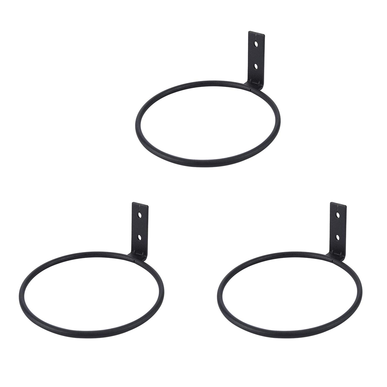 TQVAI 5 Inch Flower Pot Holder - Wall Mounted Planter Hanger Bracket Set (3 Pack, Black) for Indoor/Outdoor Garden Decor, Balcony & Patio Plant Display