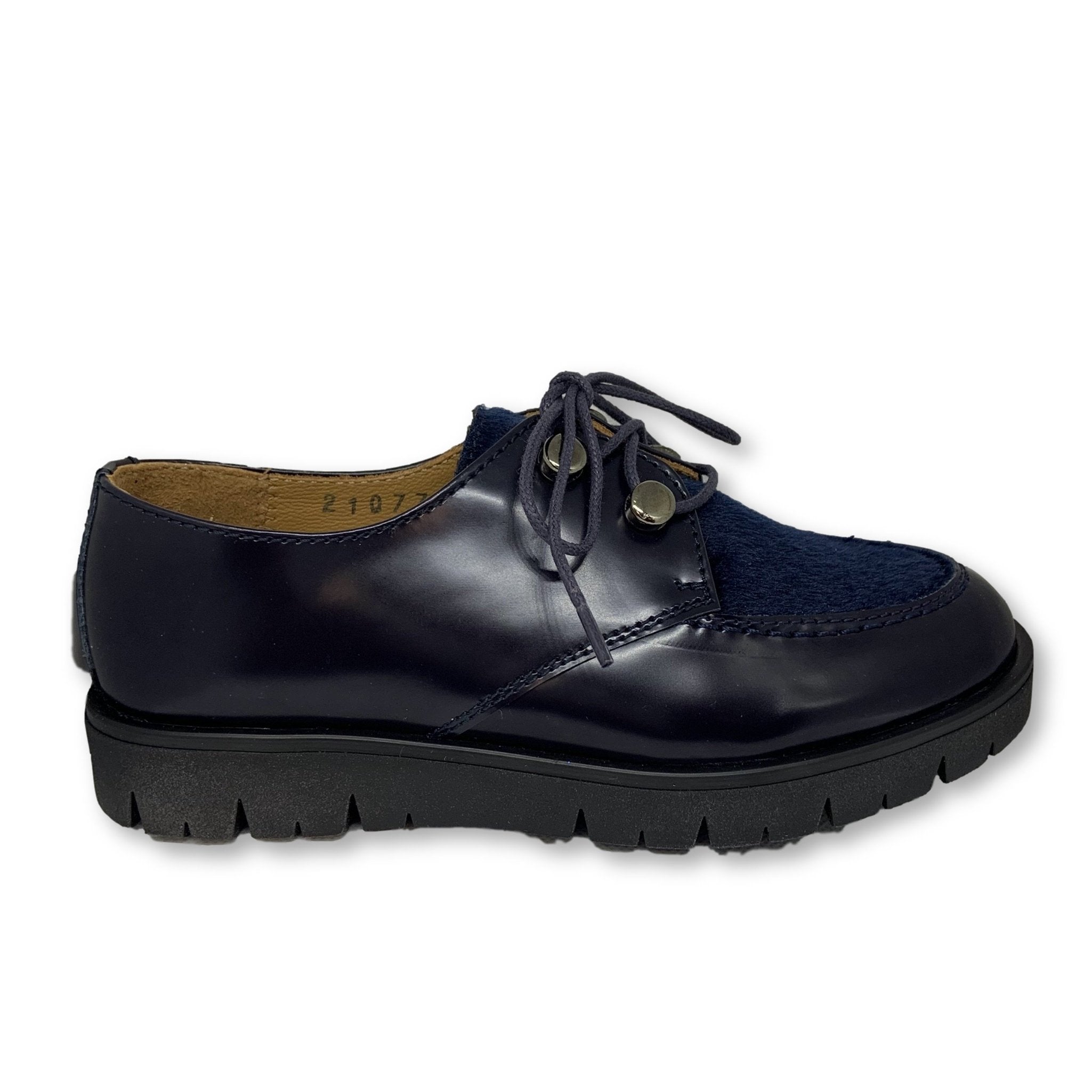Beberlis Women's Navy Blue Pony Hair Lace Up Dress Shoes - Elegant Formal Pumps for Office, Wedding & Special Occasions