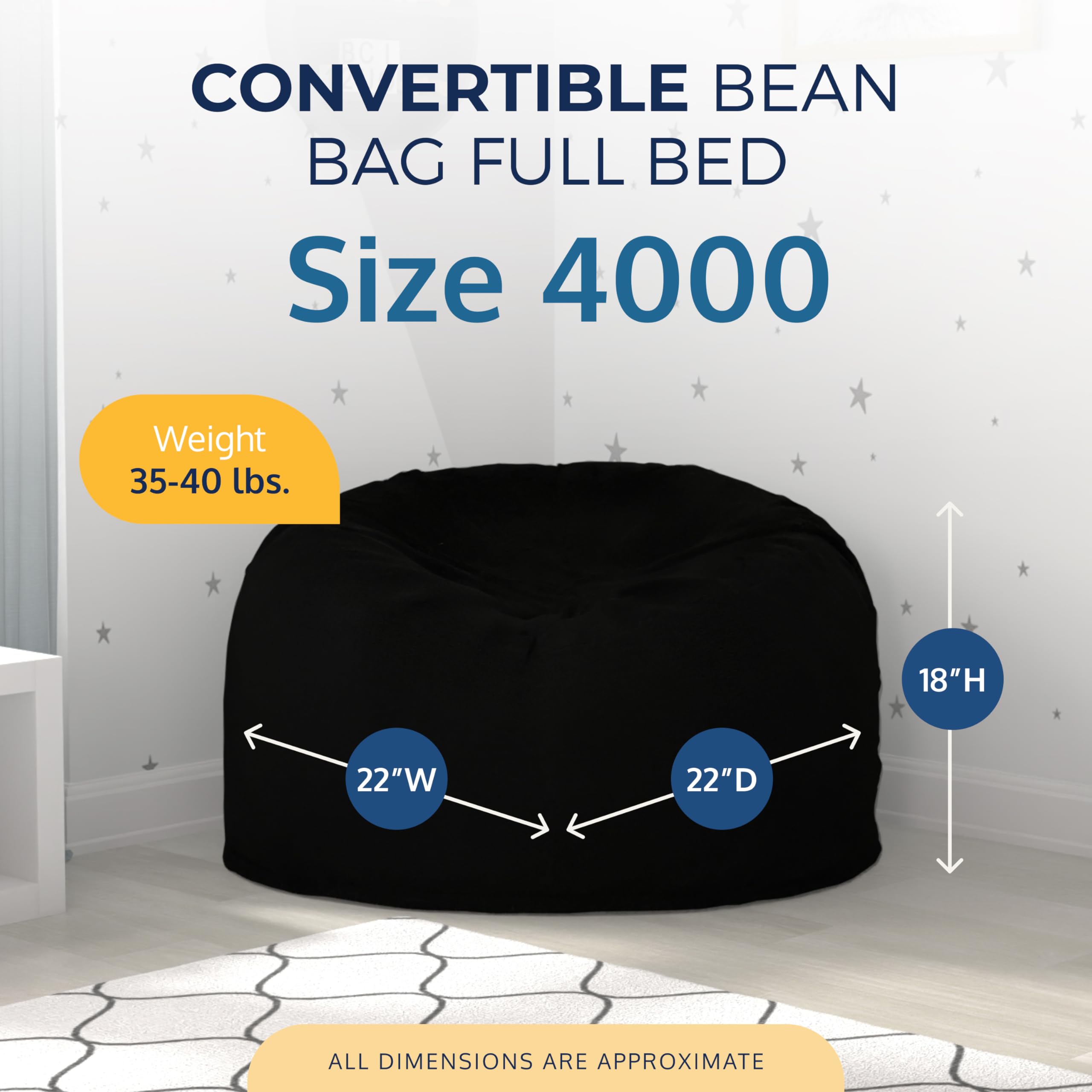 ULTIMATE SACK Convertible Bean Bag Chair - 3-in-1 Cozy Sleeper, Sofa Bed & Futon Alternative - Comfortable & Stylish Lounge Furniture for Living Room, Bedroom, Dorm or Guest Room - Perfect for Movie Nights, Gaming & Small Space Living