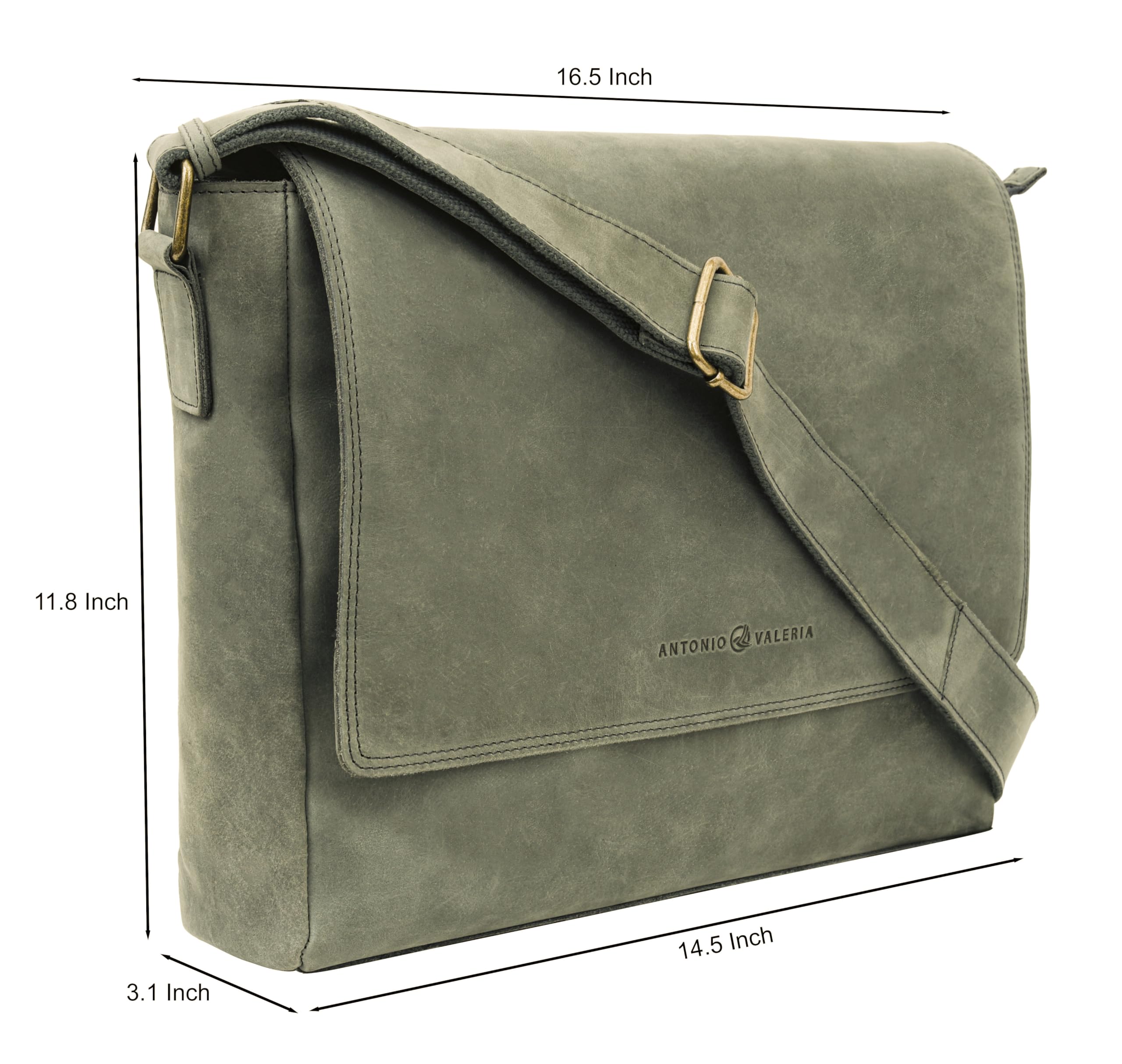 Premium Genuine Leather Messenger Bag for Men - Antonio Valeria Robert Business & Travel Laptop Bag - Stylish Work Briefcase for Office, Commuting & Daily Use
