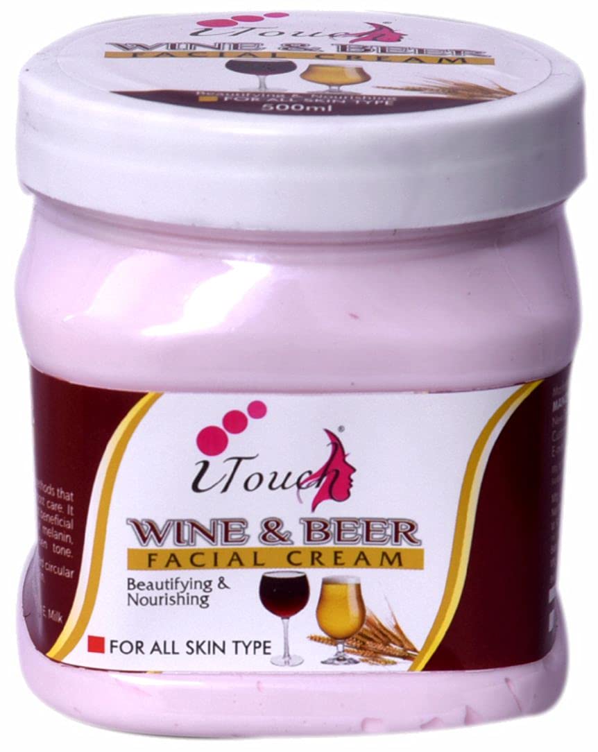 Herbal Wine & Beer Cream for Face & Body - Moisturizing, Whitening & Brightening Cream - Softening & Nourishing Facial & Body Lotion (500ml) - Perfect for Daily Skincare & Nighttime Hydration
