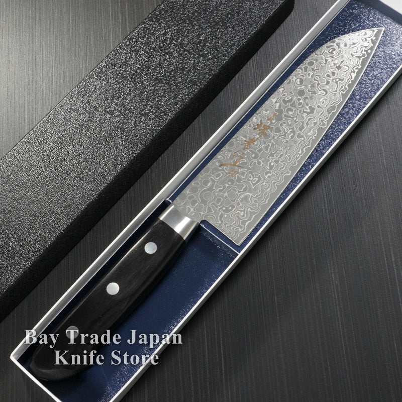 Premium Sakai Takayuki AUS10 45-Layer Mirror Damascus Santoku Knife 170mm - Japanese Kitchen Knife for Professional Chefs & Home Cooking, Perfect for Slicing, Dicing & Mincing Vegetables, Meat & Fish