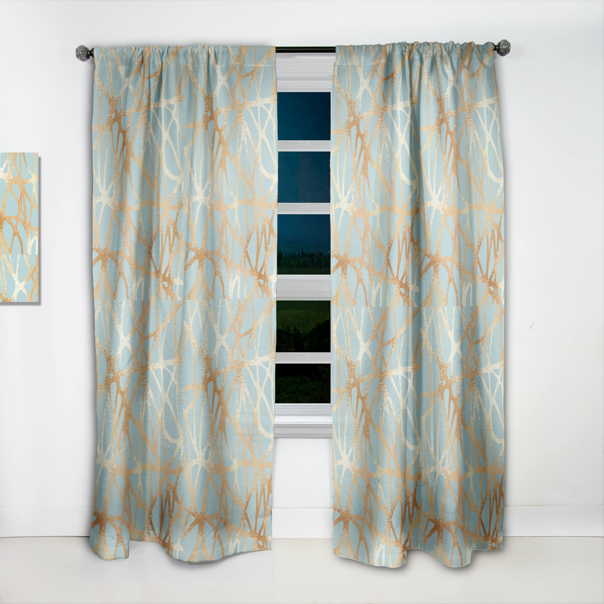 Golden Luxury Metallic Geometrics IV Thermal Insulated Curtains - 52x108 Single Panel for Bedroom & Living Room - Elegant Drapes for Home Decor, Blackout & Energy Saving