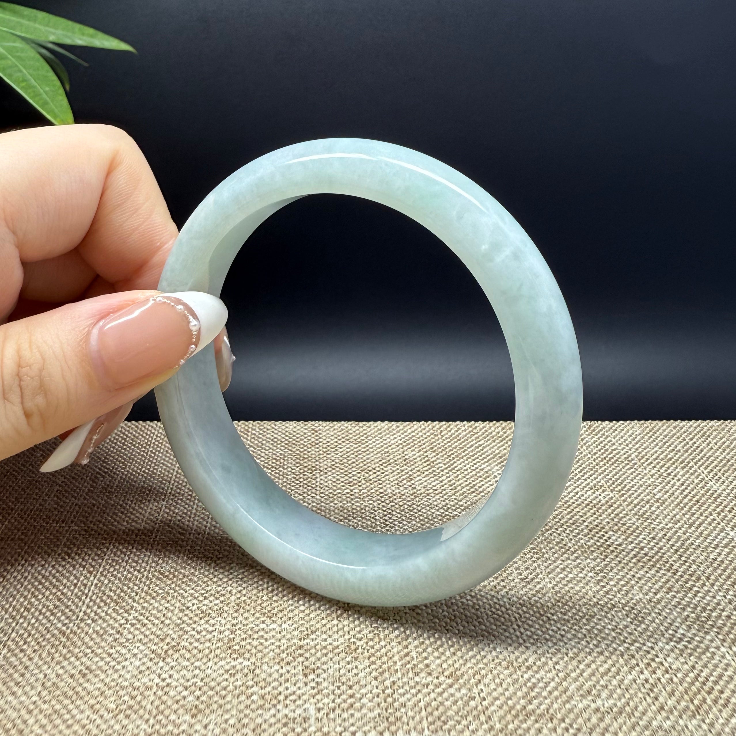 Authentic Burmese Green Jadeite Bangle Bracelet - 57.7mm Handmade Natural Jade Jewelry for Women - Perfect for Gifts, Meditation & Spiritual Healing