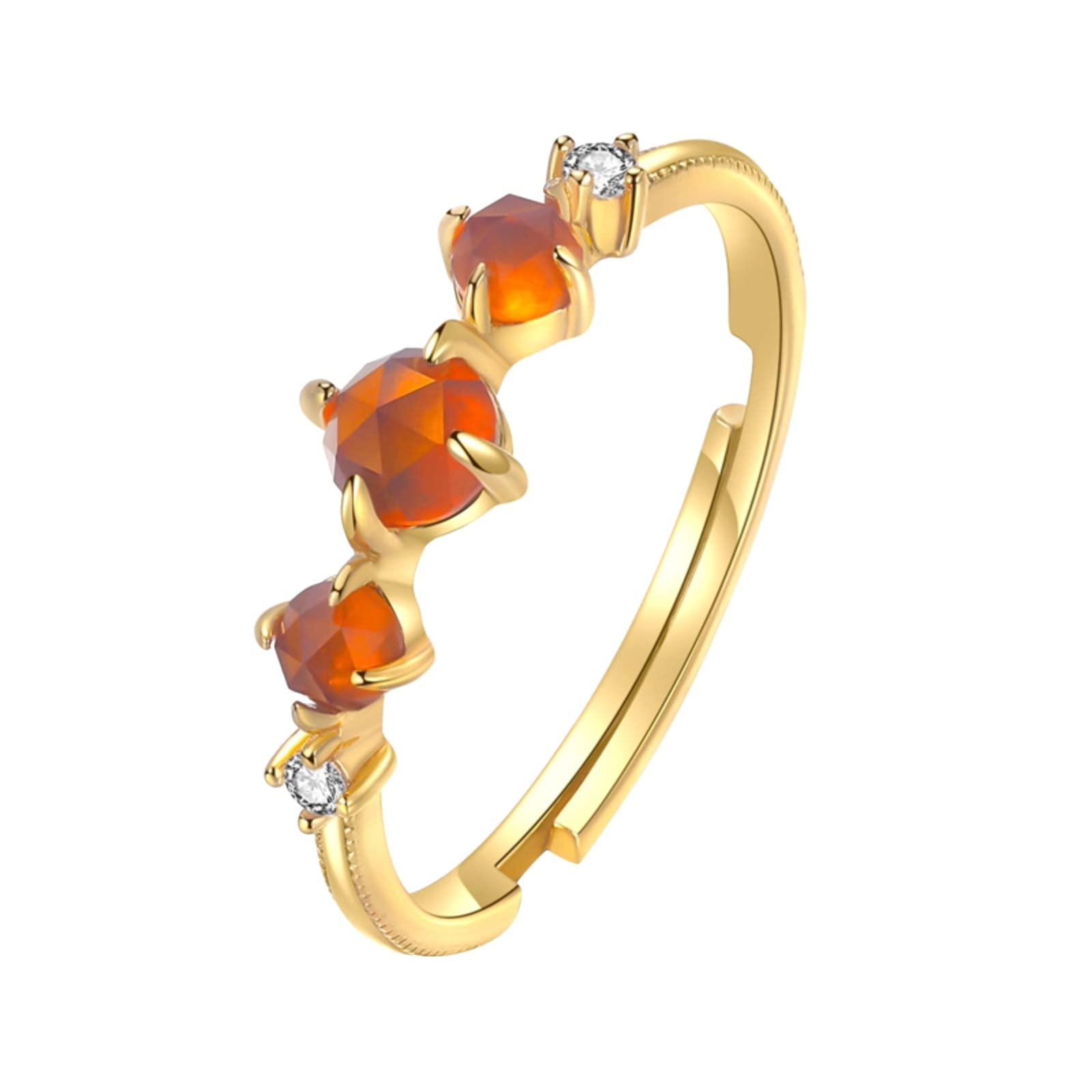 18K Gold Plated Flower Ring with 4 Prong CZ Stone Setting - Adjustable Size for Women - Elegant Fashion Jewelry for Parties, Weddings & Daily Wear