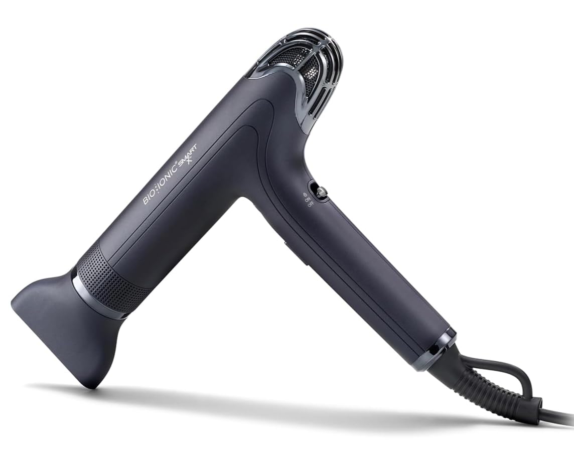 Bio Ionic Smart-X Hair Dryer with Diffuser - Professional Ionic Blow Dryer with 3 Heat & 3 Speed Settings, Reduces Frizz & Enhances Curls, Self-Cleaning Function - Perfect for Salon-Quality Styling at Home, Travel & Daily Hair Care