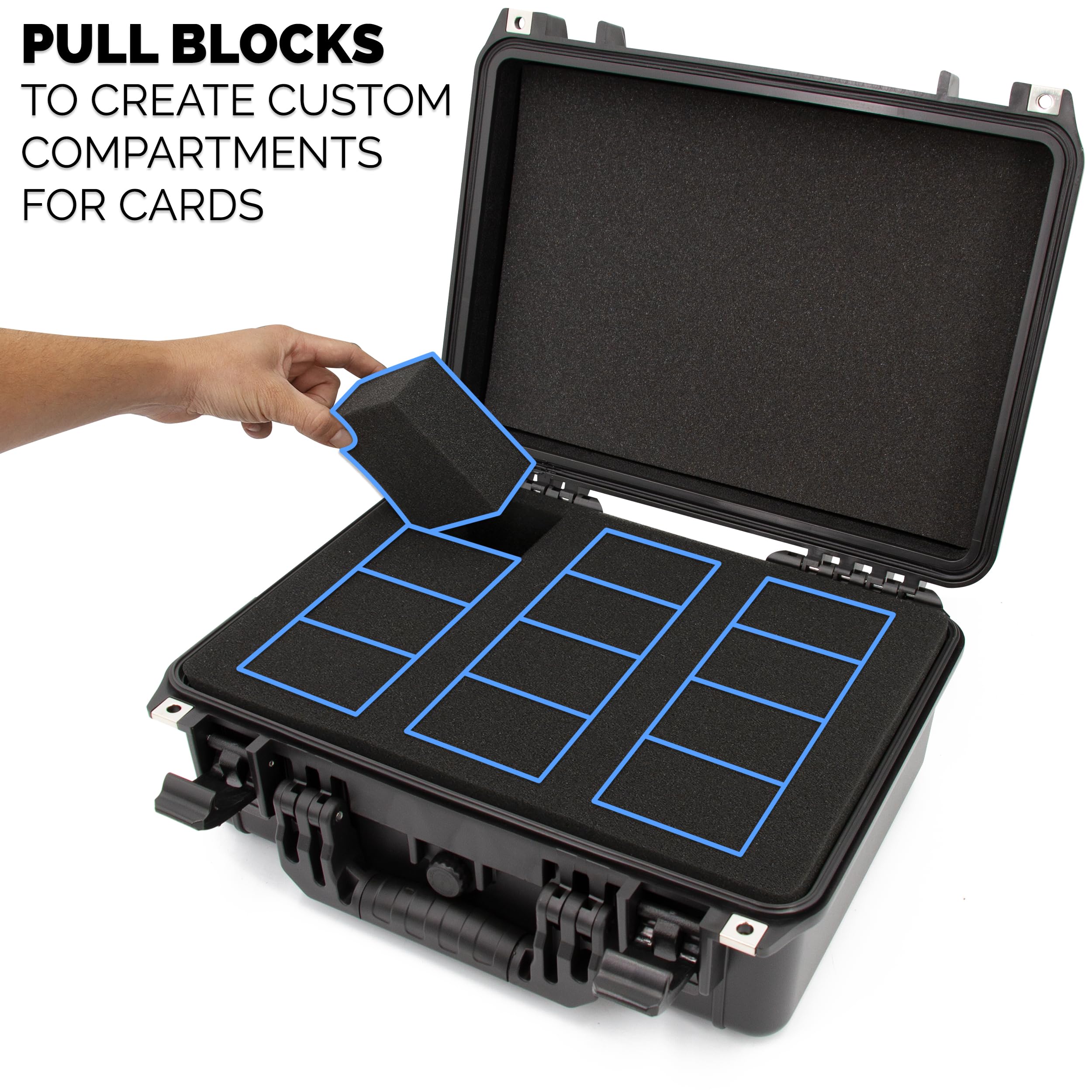 CASEMATIX Graded Card Case Pro Edition - Waterproof Storage Box for 100 BGS/PSA Graded Sports Trading Cards with Foam Dividers | Perfect for Collectors, Card Shows & Secure Transport