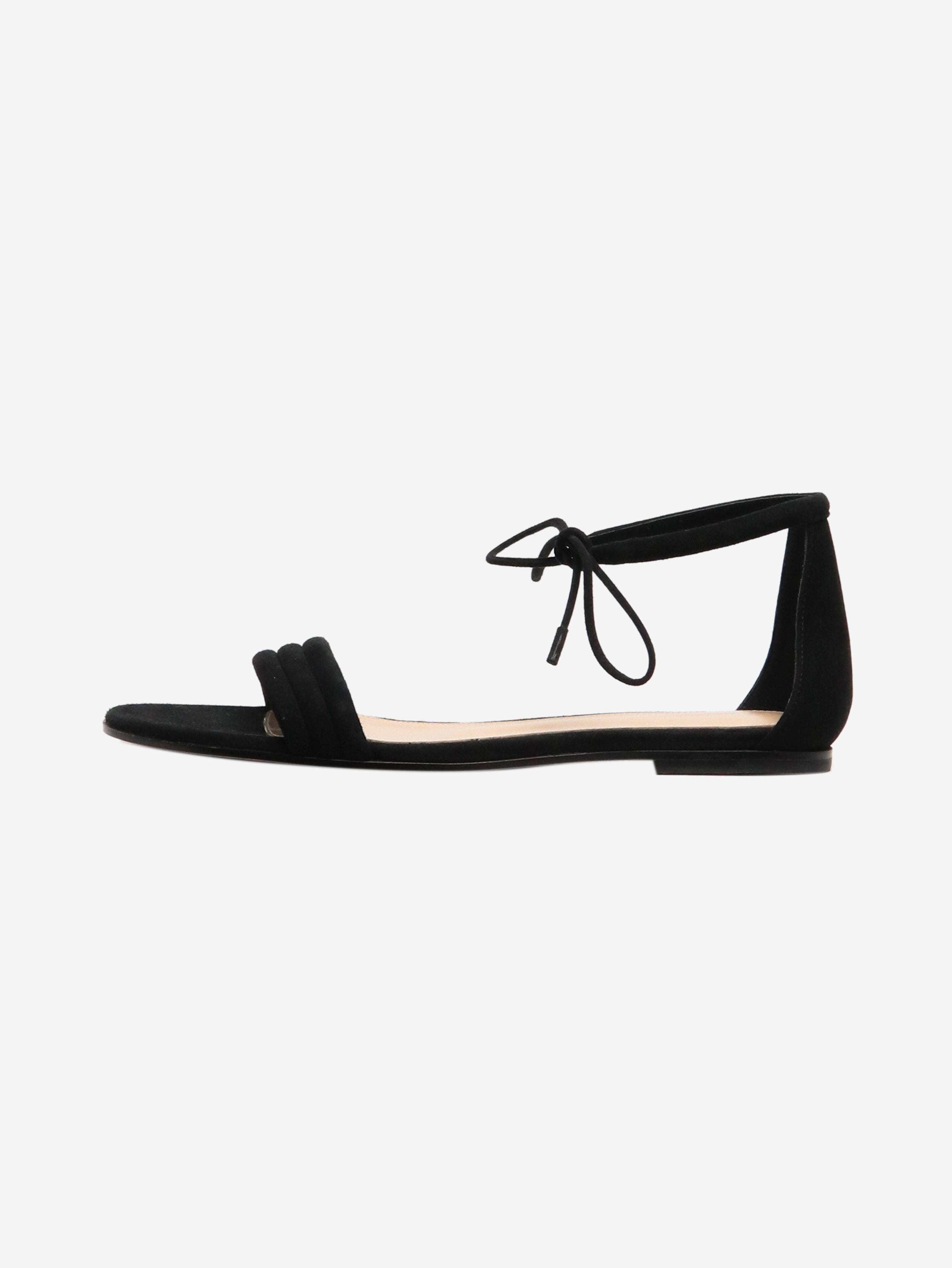 Black Suede Flat Sandals Women's Size 38 EU | Comfortable Summer Casual Shoes for Beach, Vacation & Everyday Wear