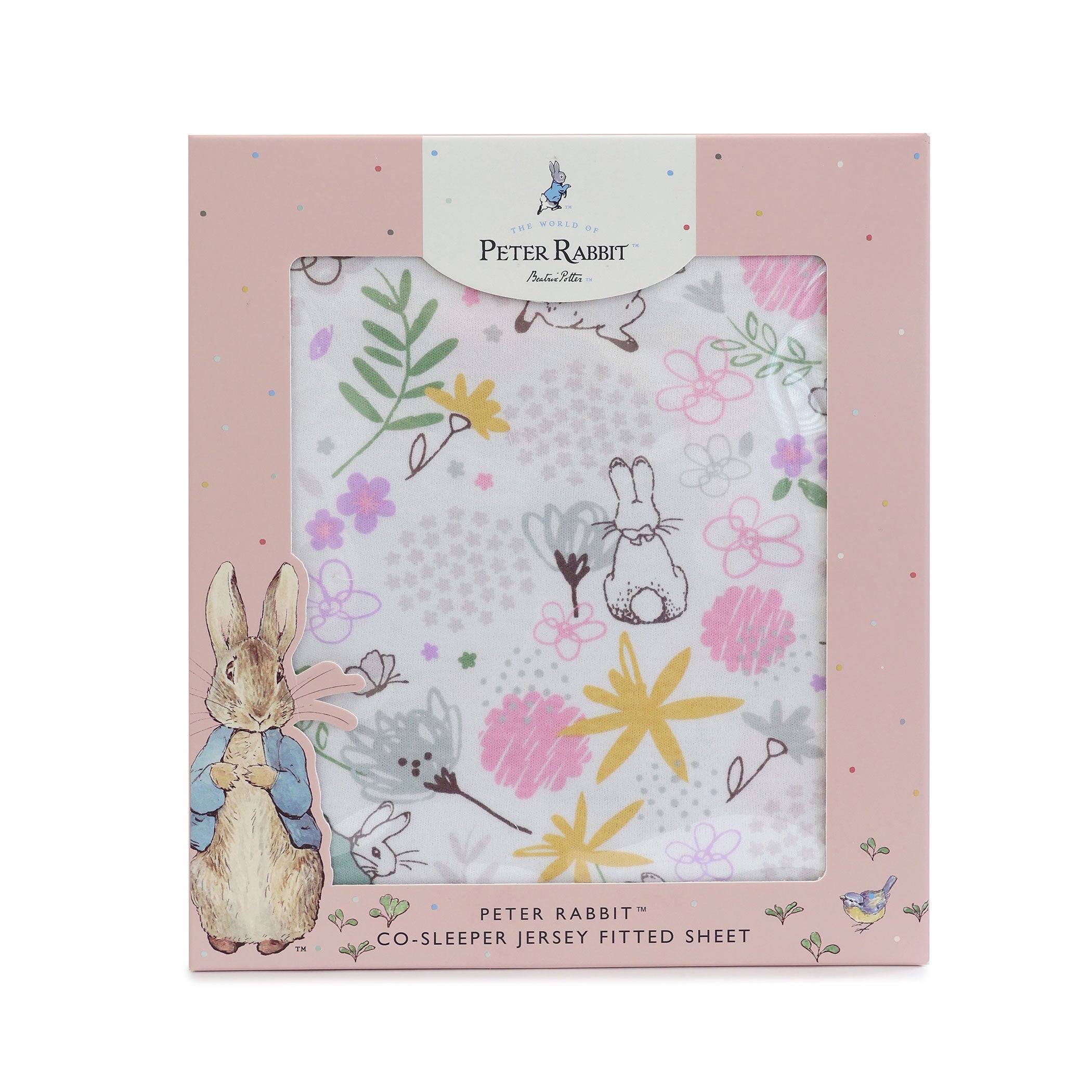 Peter Rabbit 'New Adventure' Co Sleeper & Bedside Sleeper Jersey Fitted Crib Sheet - Soft Pink Baby Bedding for Nursery, Infant Bassinet & Crib - Perfect for Newborns, Toddlers & Co-Sleeping Safety