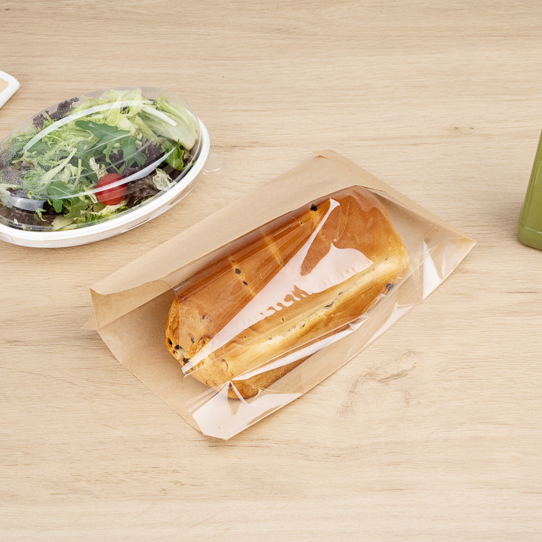 Eco-Friendly Kraft Paper Bread Bags with Side Window - 6 x 2 3/4 x 11 1/2 Inches - 100 Count Box - Perfect for Bakeries, Cafes & Artisan Bread Storage