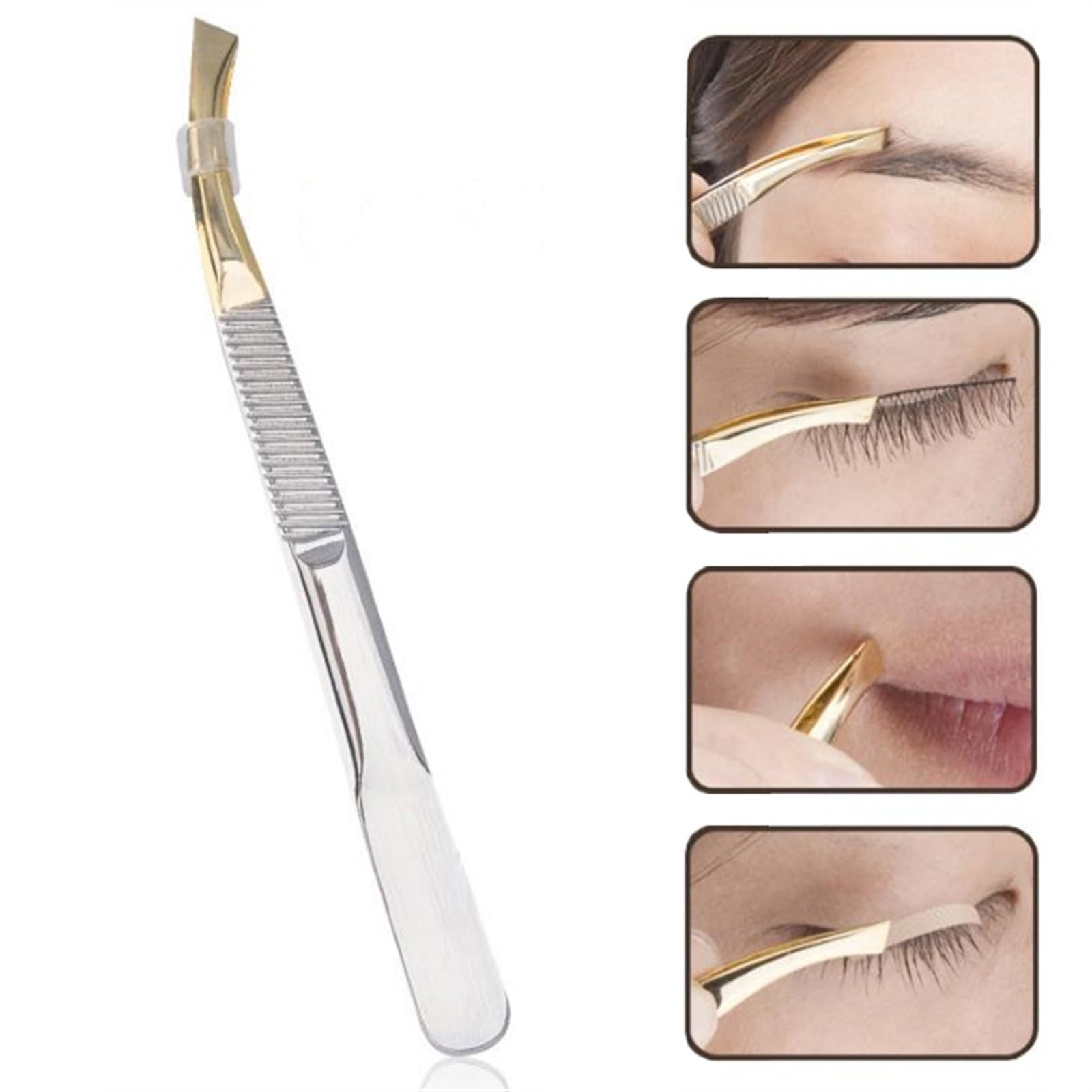 Premium Stainless Steel Slant Tip Tweezers for Eyebrow Shaping, Hair Removal & Eyelash Extensions - Professional Makeup Tools for Precise Grooming at Home or Salon