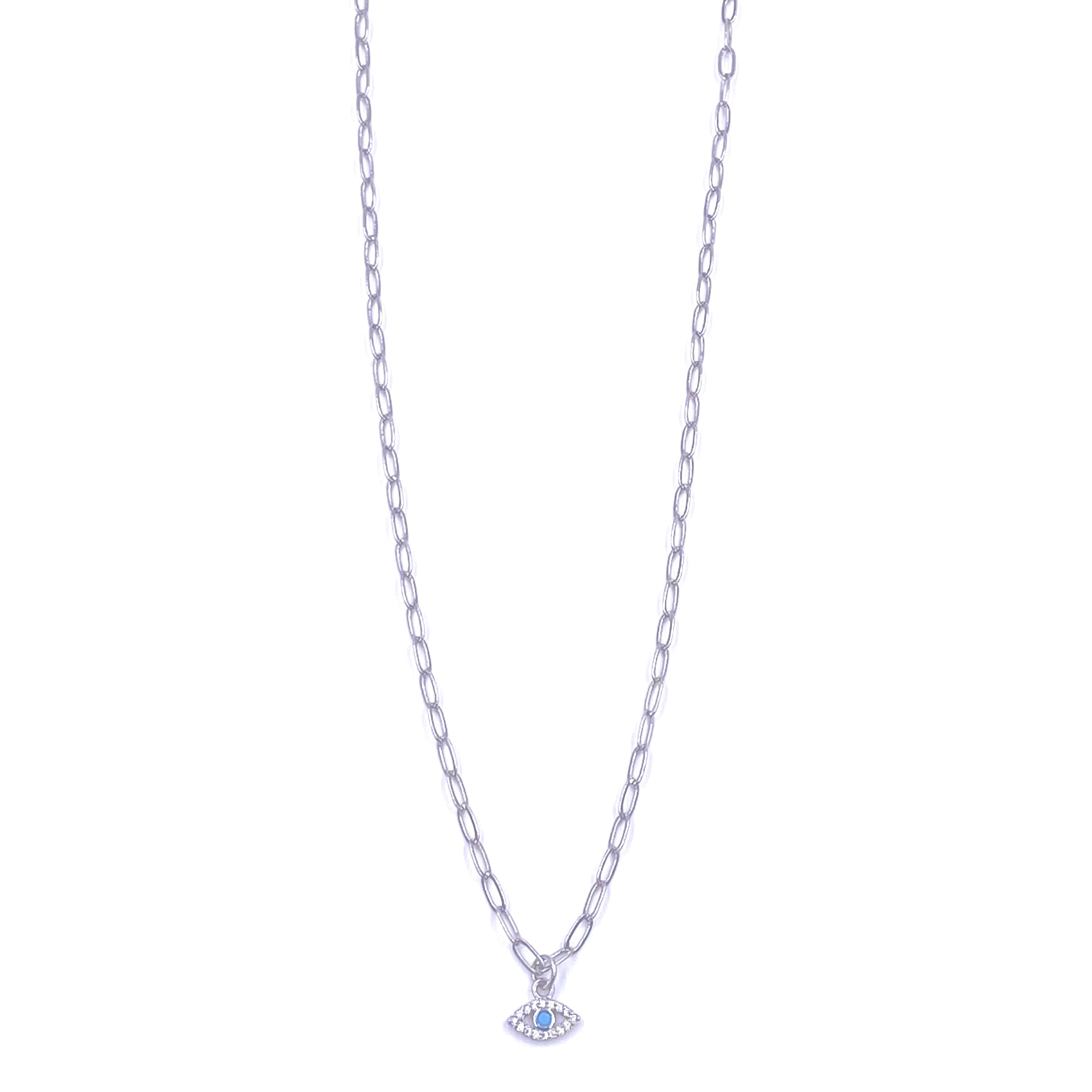 Ashley Gold Stainless Steel CZ & Enamel Evil Eye Charm Necklace - Elegant Protection Jewelry for Women, Perfect for Everyday Wear, Gifts & Spiritual Wardrobe
