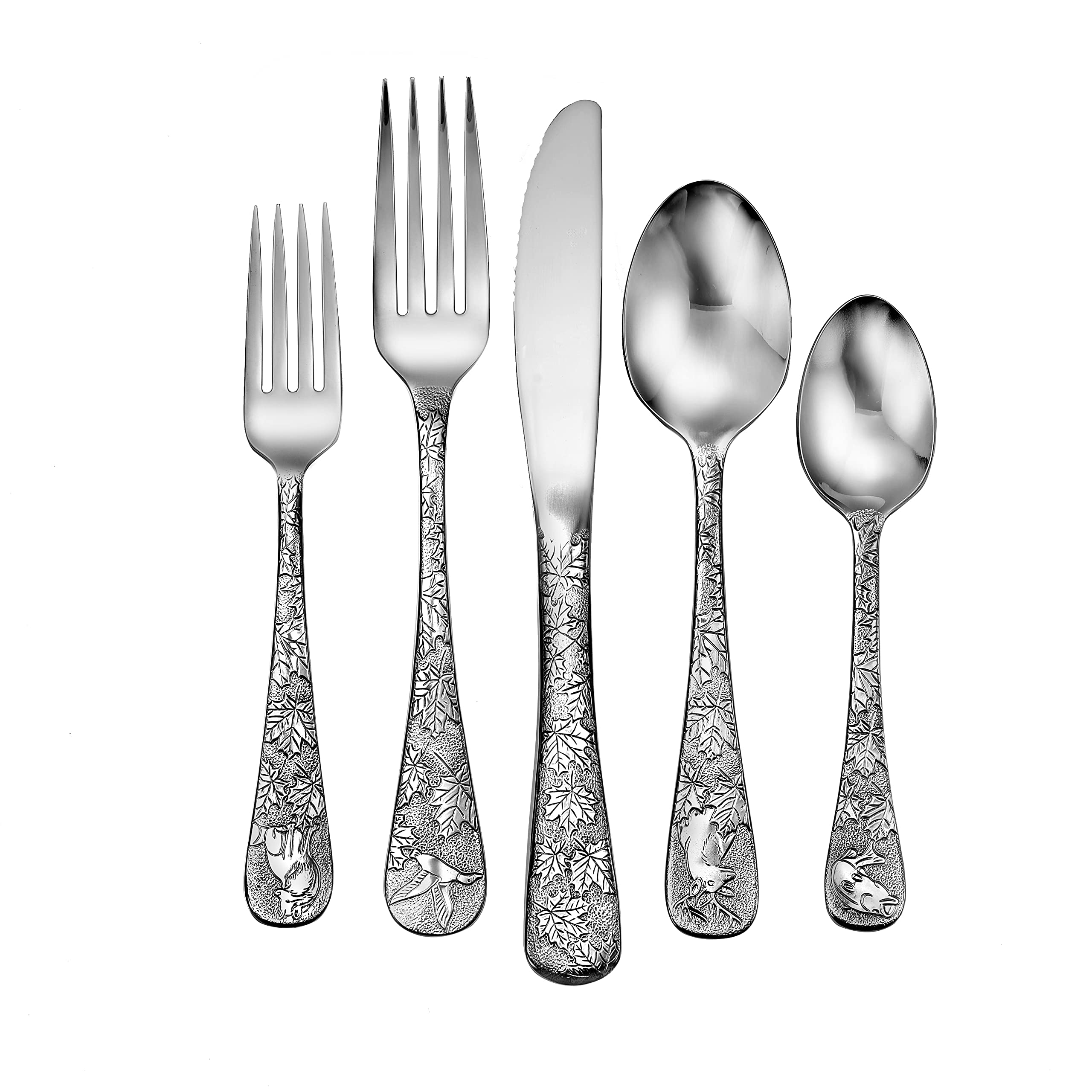 Liberty Tabletop American Outdoors 65-Piece Flatware Set - Service for 12 with Serving Utensils | Premium Stainless Steel Silverware Made in USA | Perfect for Outdoor Dining, Camping & Entertaining